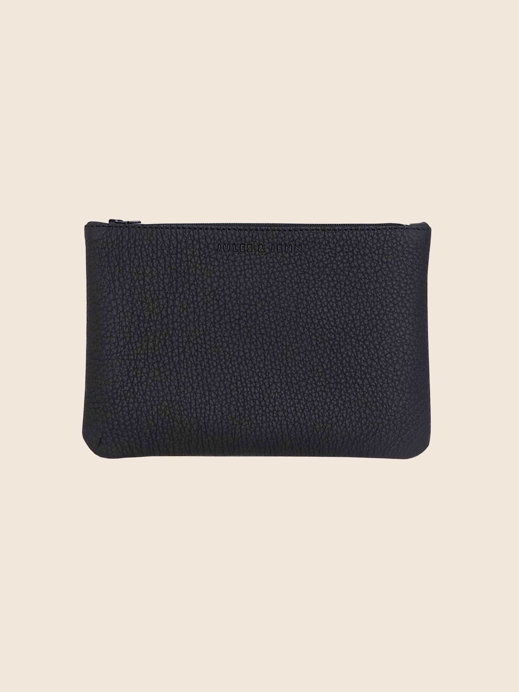 pochette cuir graine noir moyen modele jules&jenn