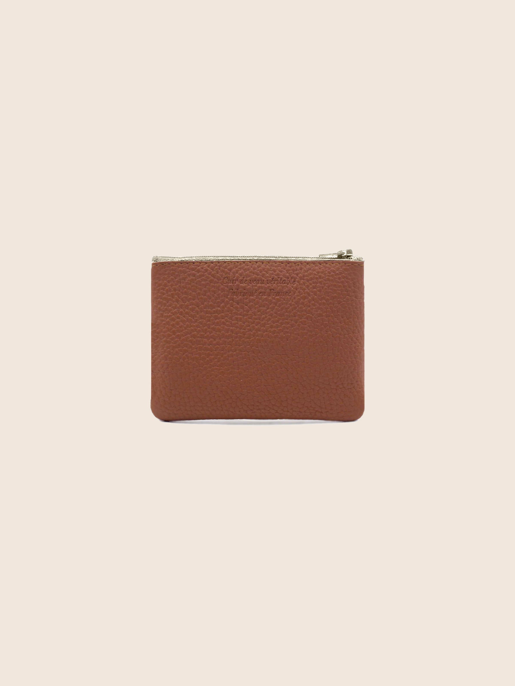 Pochette cuir grainé upcyclé bordeaux