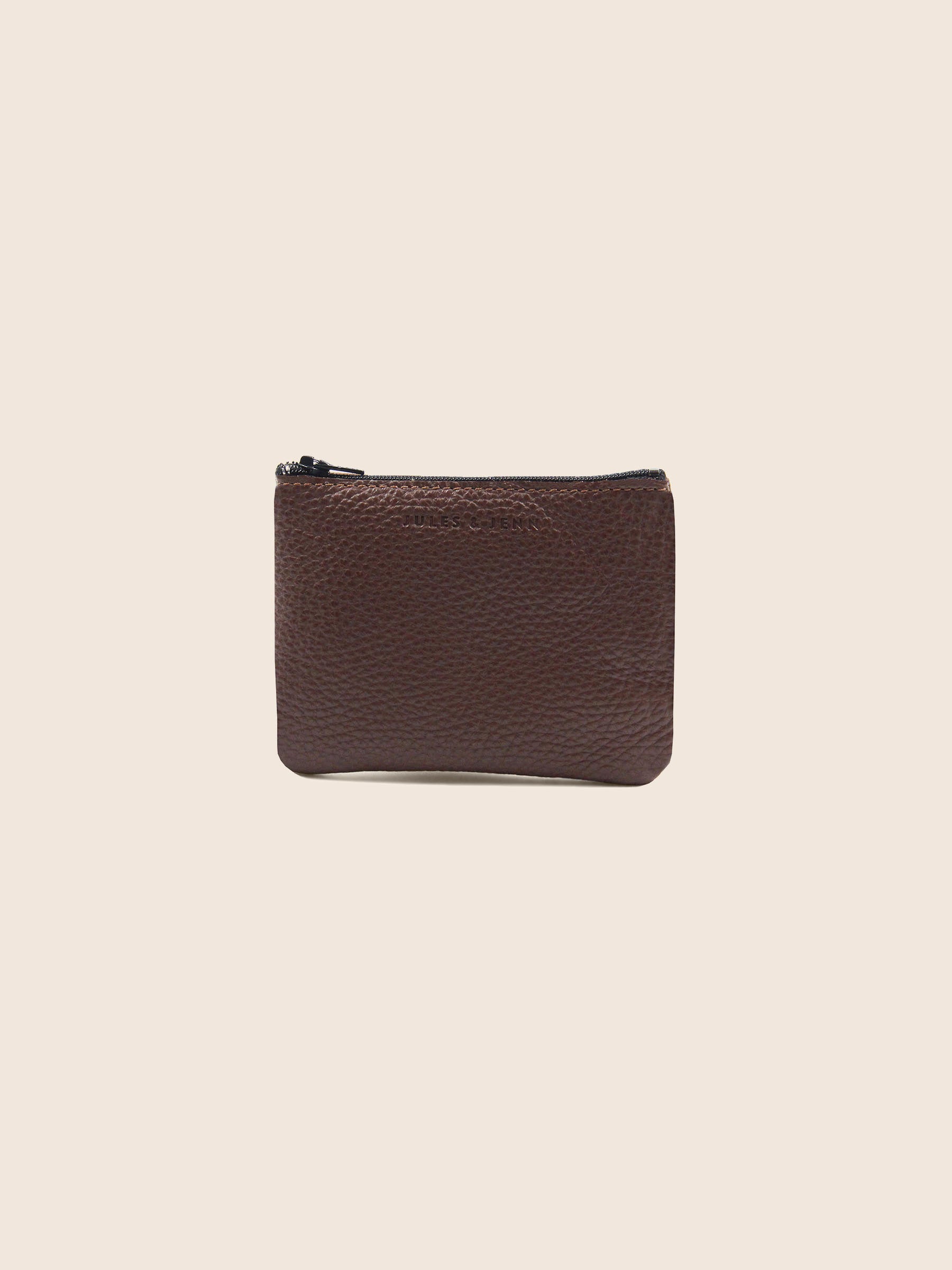 pochette cuir graine upcycle marron petit modele jules & jenn