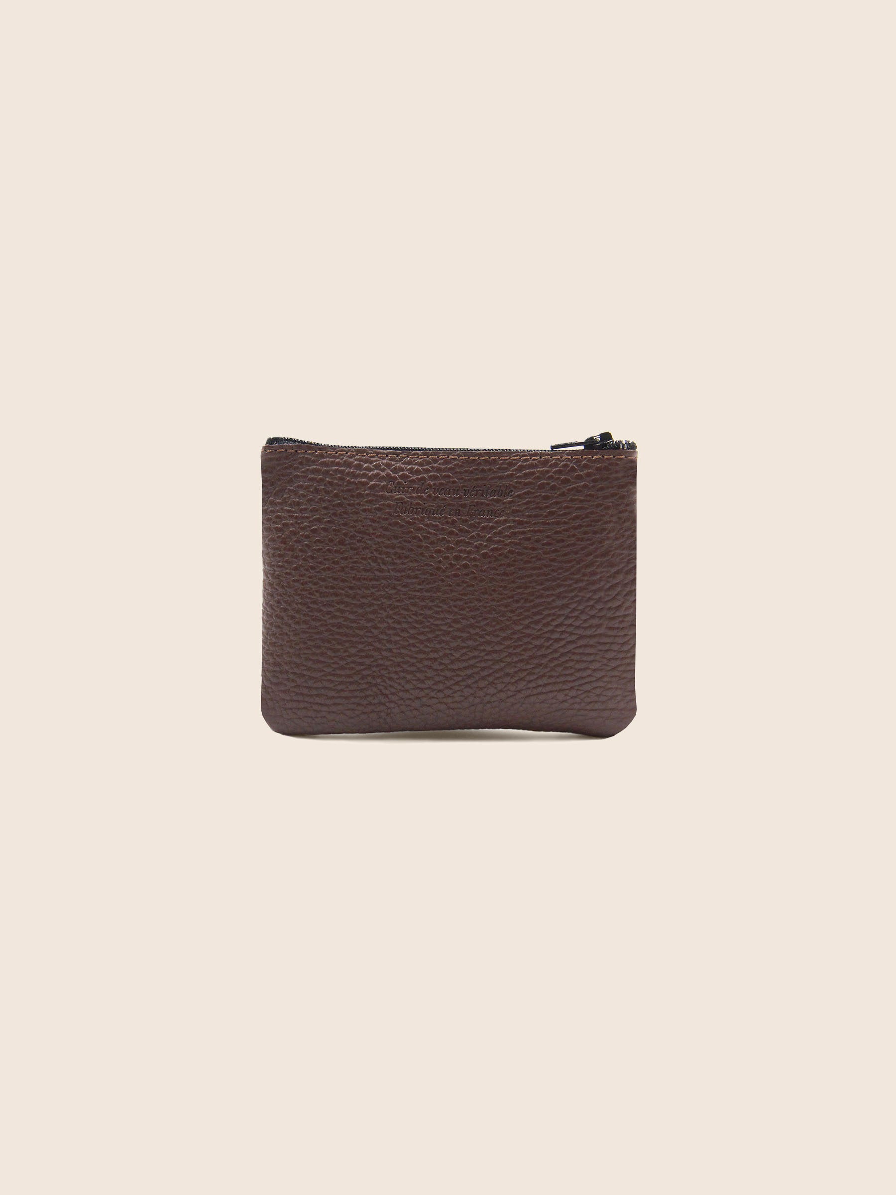 vue arriere pochette cuir graine upcycle marron petit modele jules & jenn