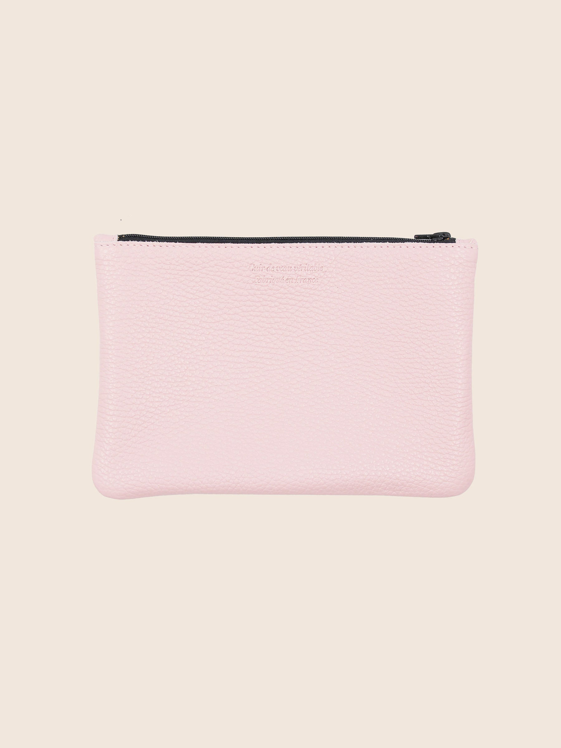 vue arriere pochette cuir graine upcycle rose moyen modele jules & jenn