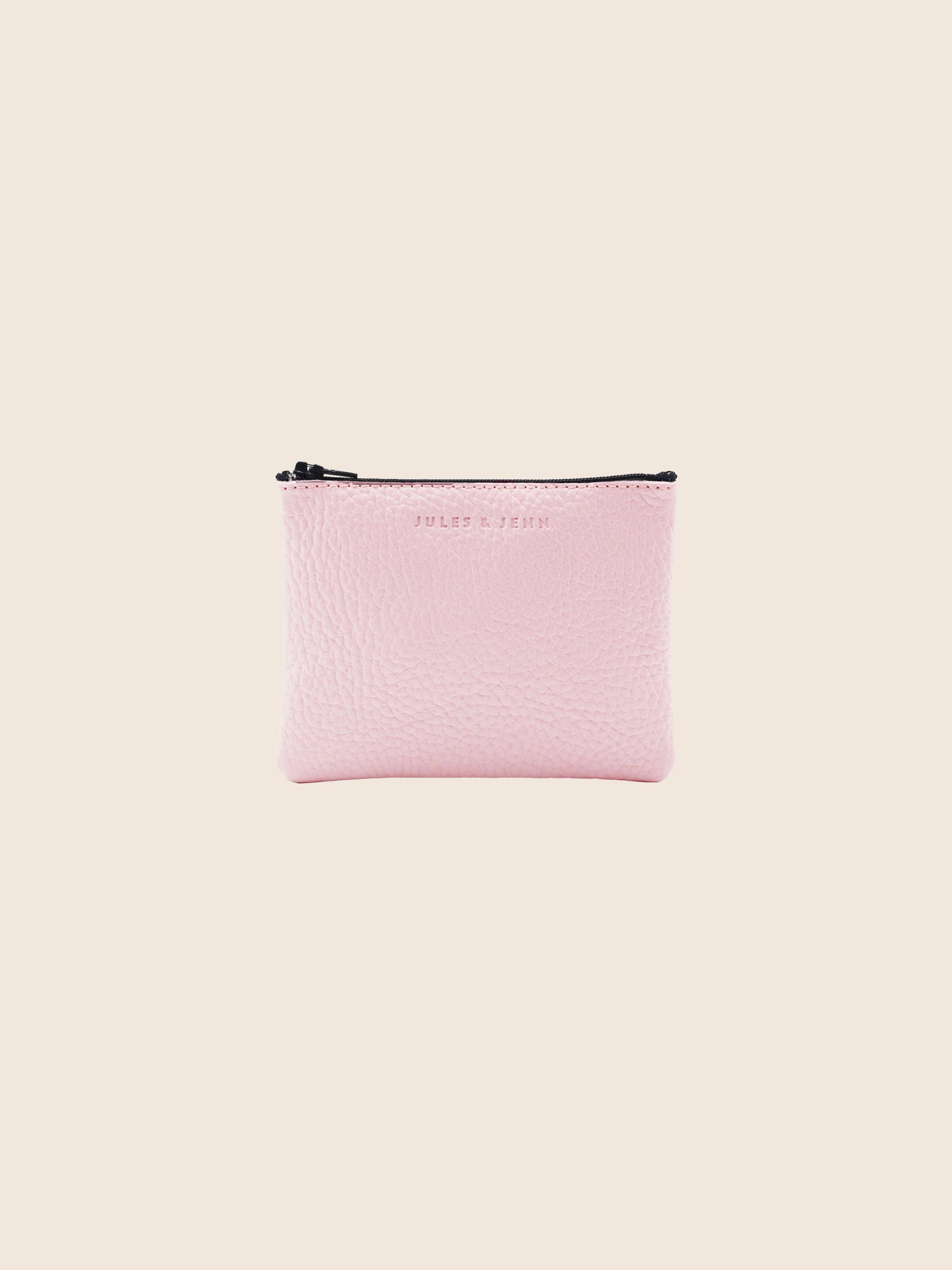 pochette cuir graine upcycle rose petit modele jules & jenn