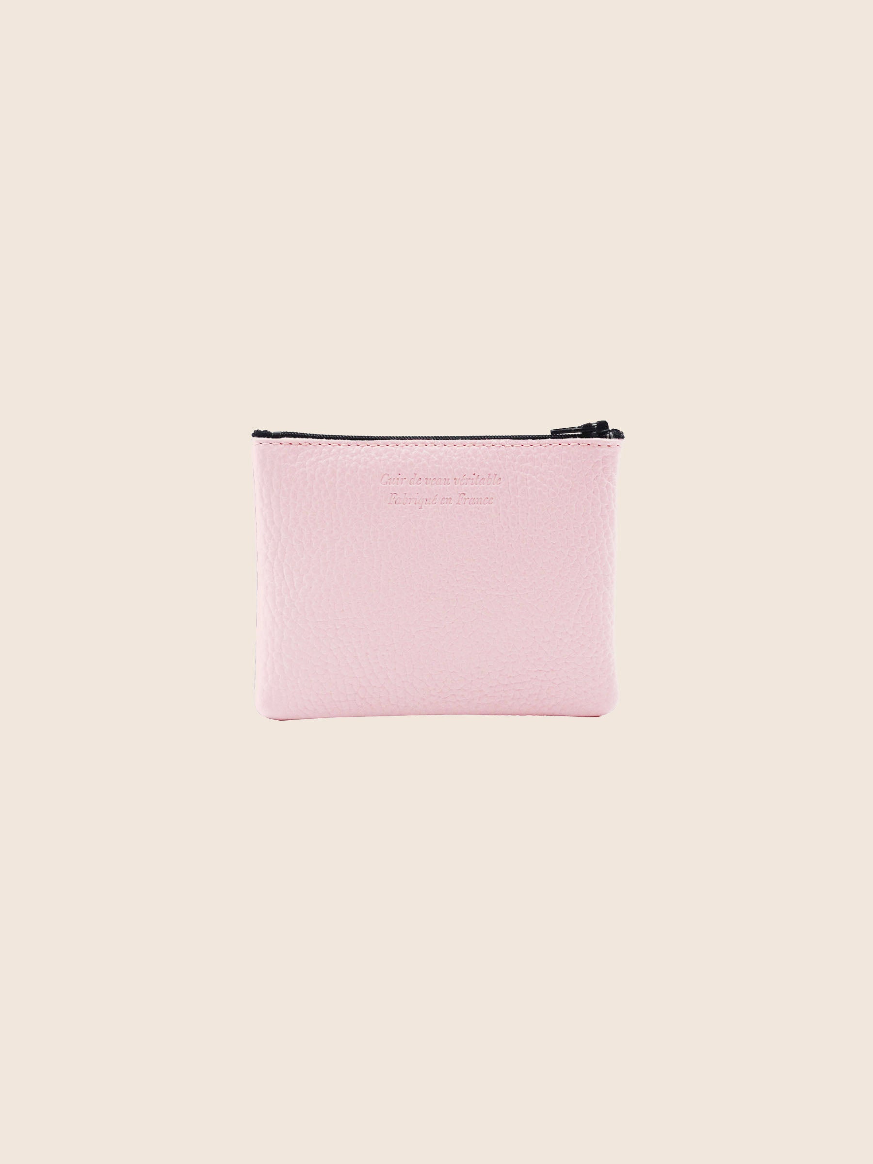 vue arriere pochette cuir graine upcycle rose petit modele jules & jenn