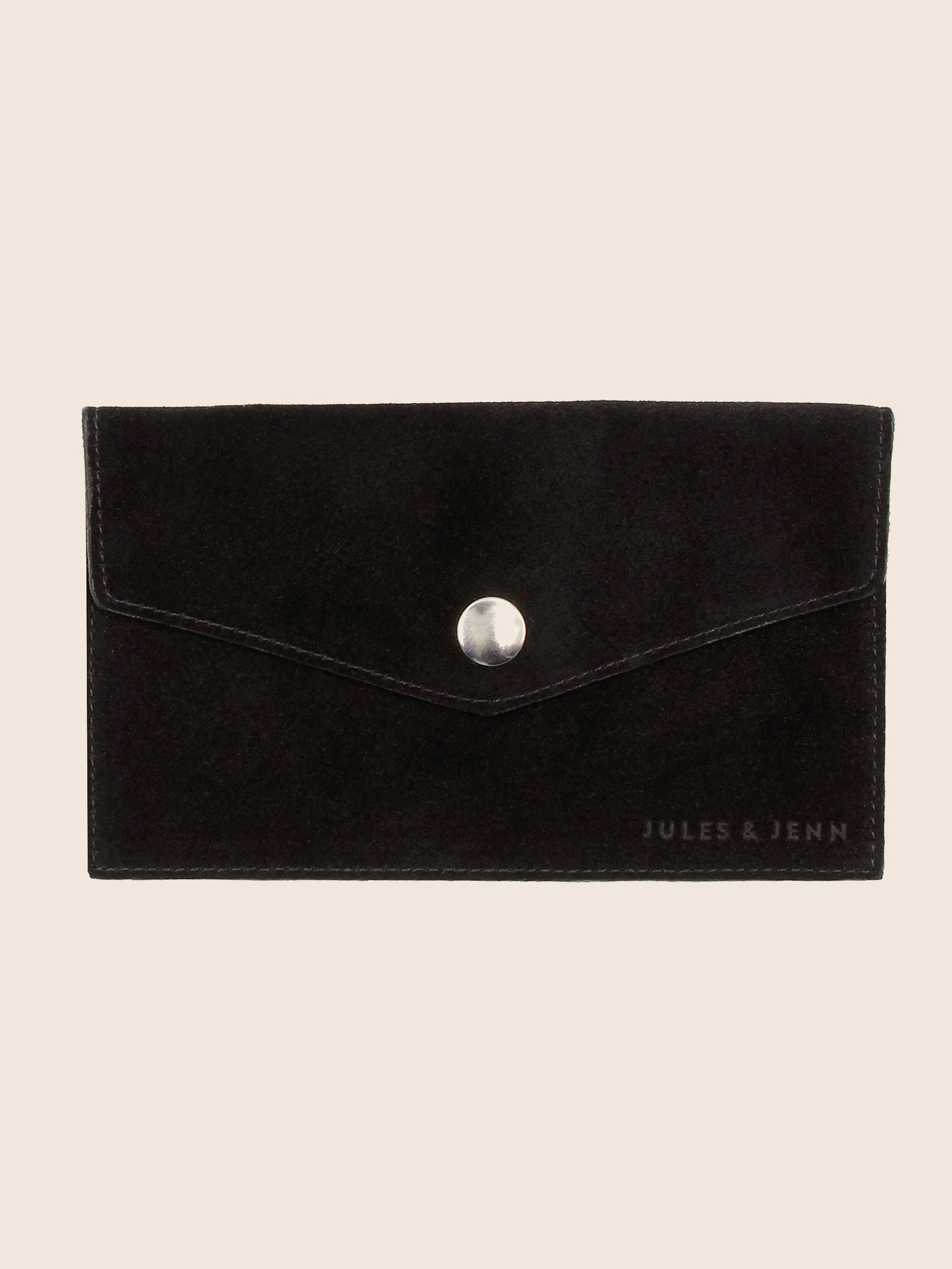 pochette enveloppe cuir daim upcycle noir jules & jenn