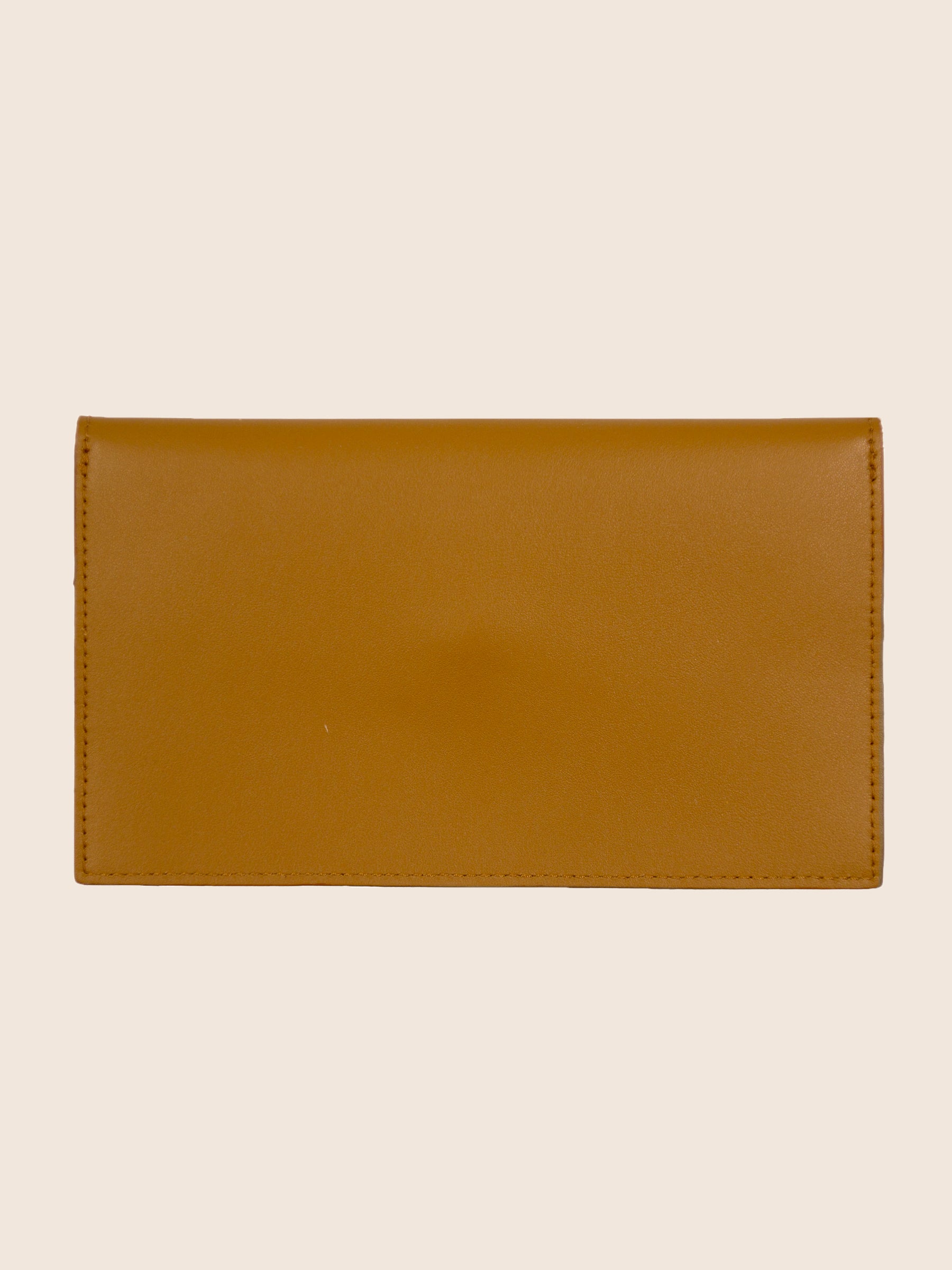 vue arrière pochette enveloppe cuir upcycle cognac jules jenn