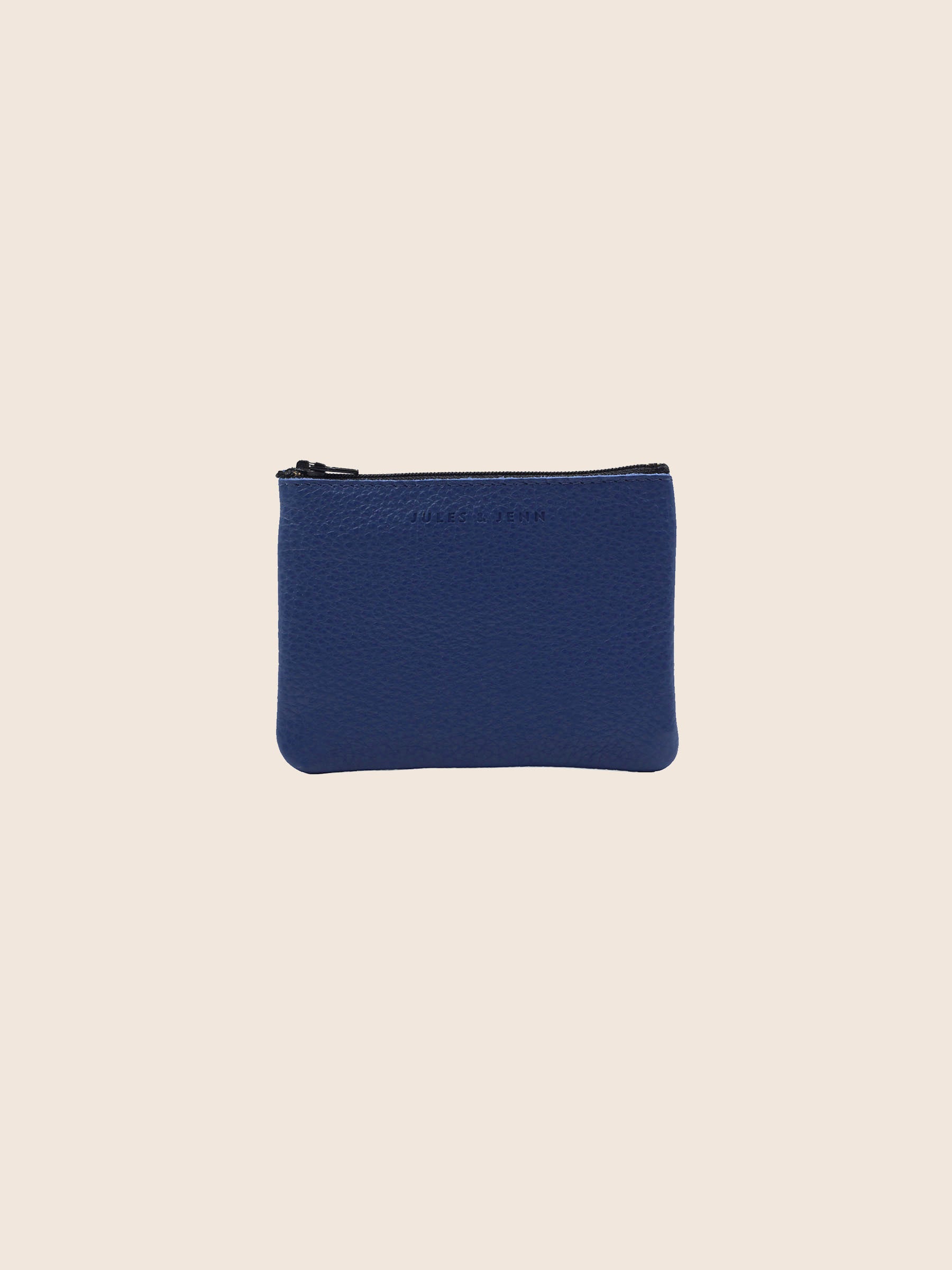 pochette cuir grainé upcyclé bleu royal petit modèle jules & jenn