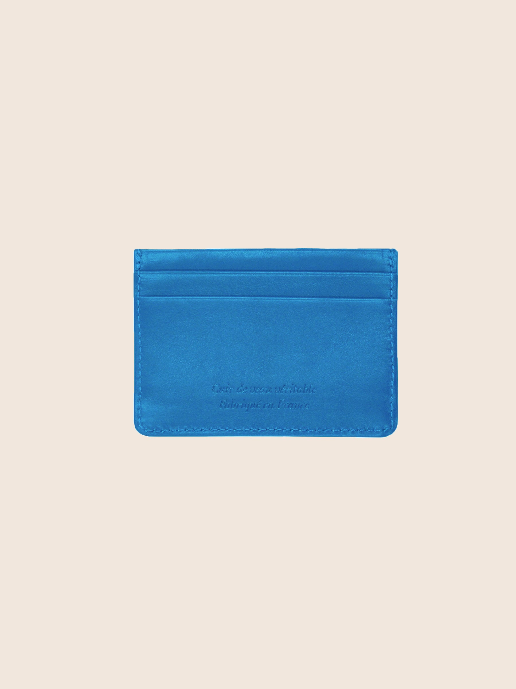 vue arrière porte-cartes cuir upcyclé bleu royal jules & jenn