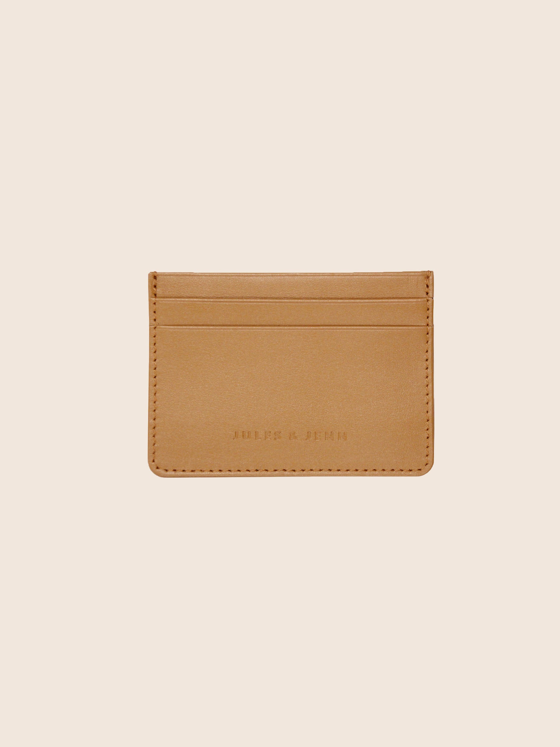 Porte-carte cuir upcyclé camel jules & jenn