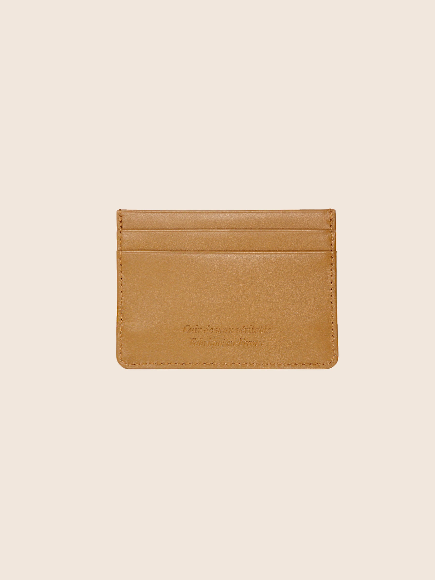 vue arrière Porte-carte cuir upcyclé camel jules & jenn