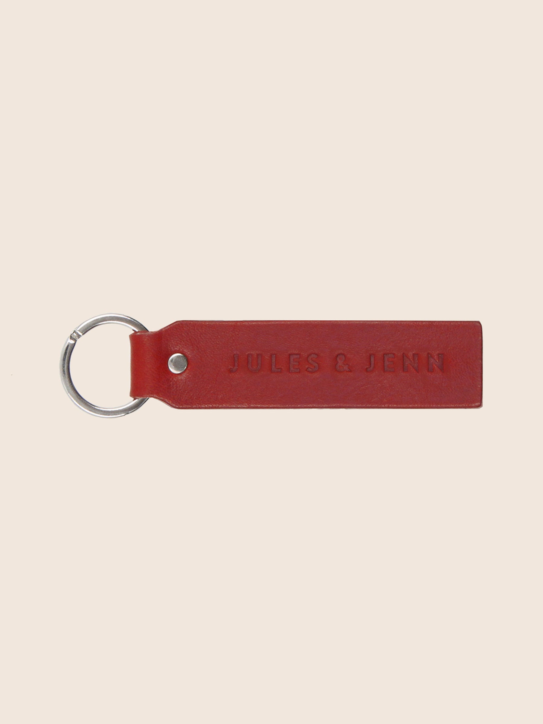 Porte-clés gravé cuir upcyclé rouge
