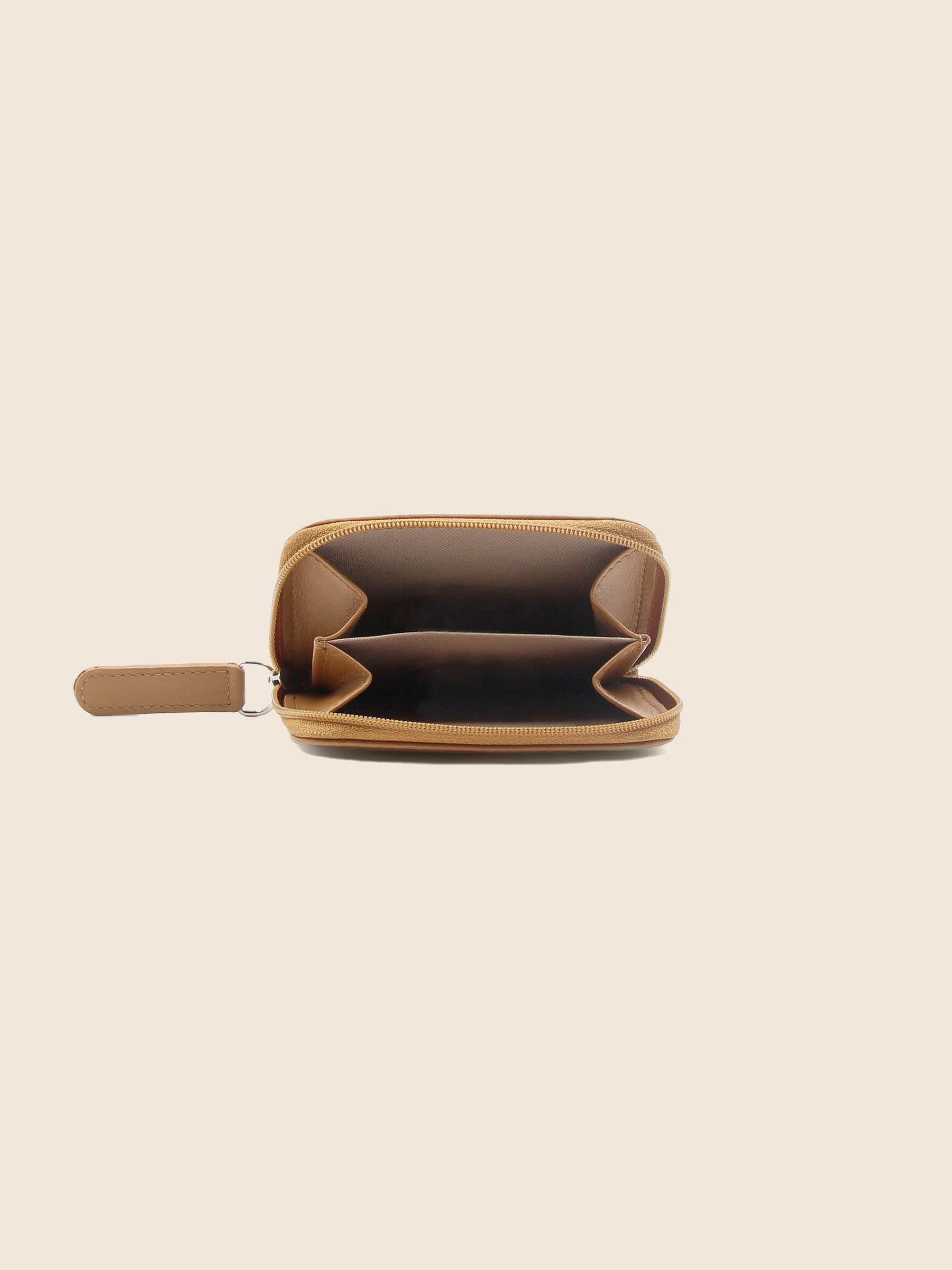 vue interieur porte monnaie cuir camel jules & jenn