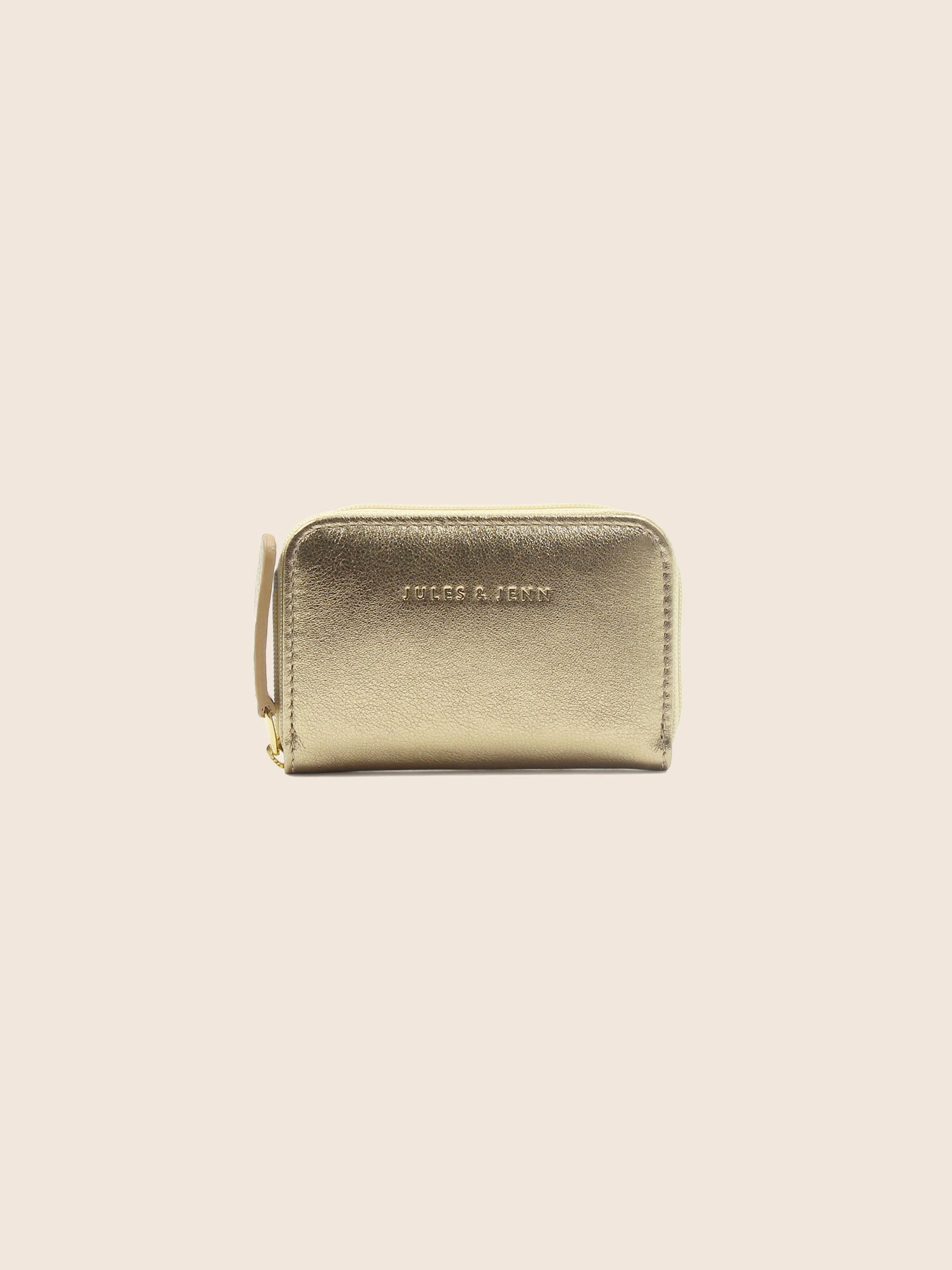 porte monnaie cuir metallise dore jules & jenn