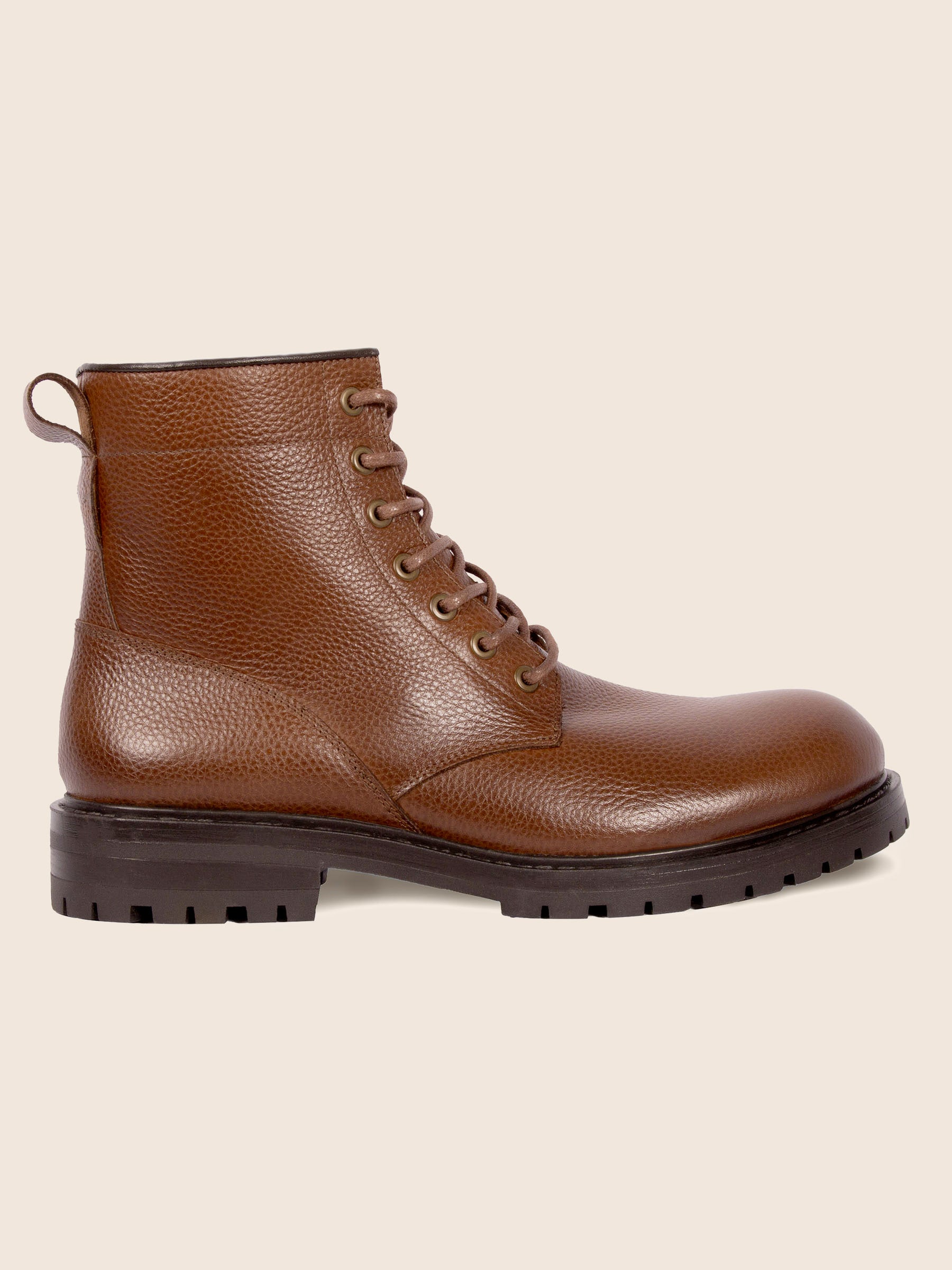 vue profil ranger boots crantees cuir graine marron jules & jenn
