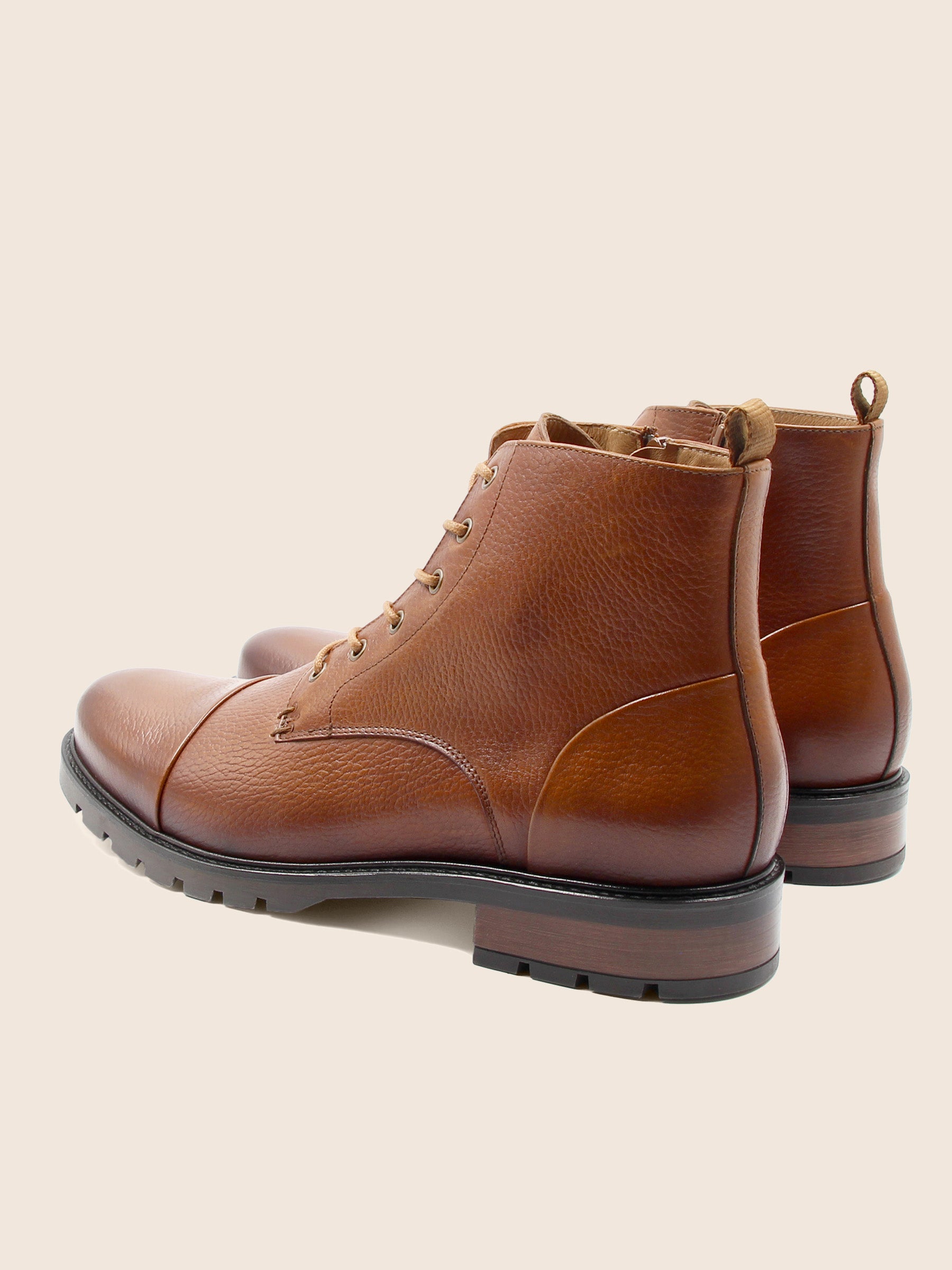 vue arriere ranger boots cuir graine camel jules jenn