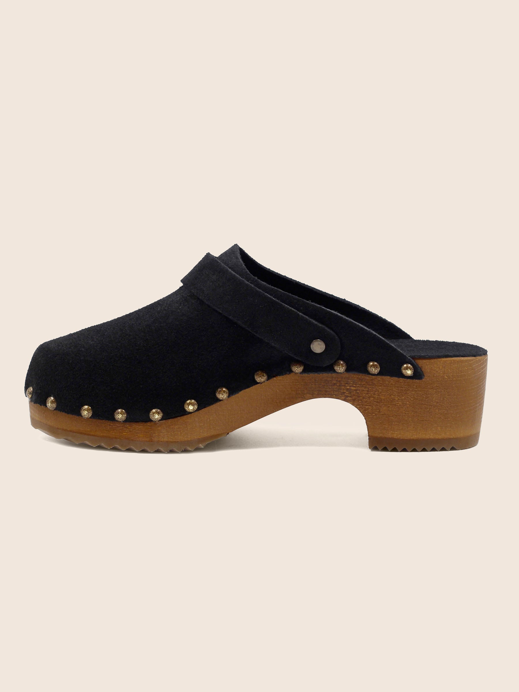 vue interieur sabots bois brides cuir daim noir jules & jenn