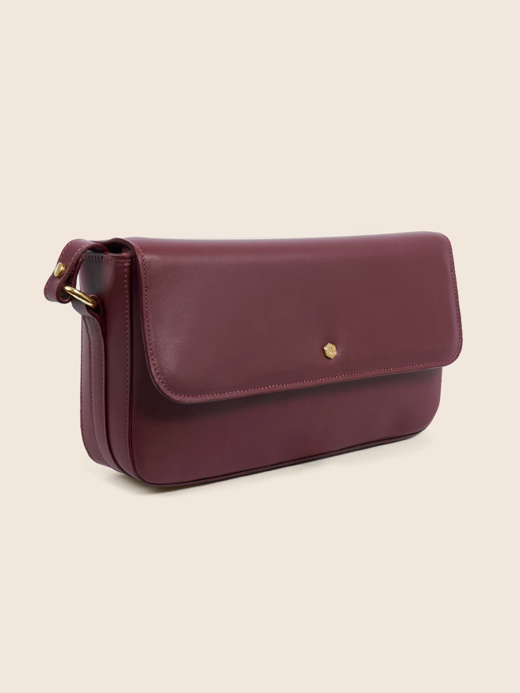 sac baguette cuir bordeaux vue 3/4 jules jenn