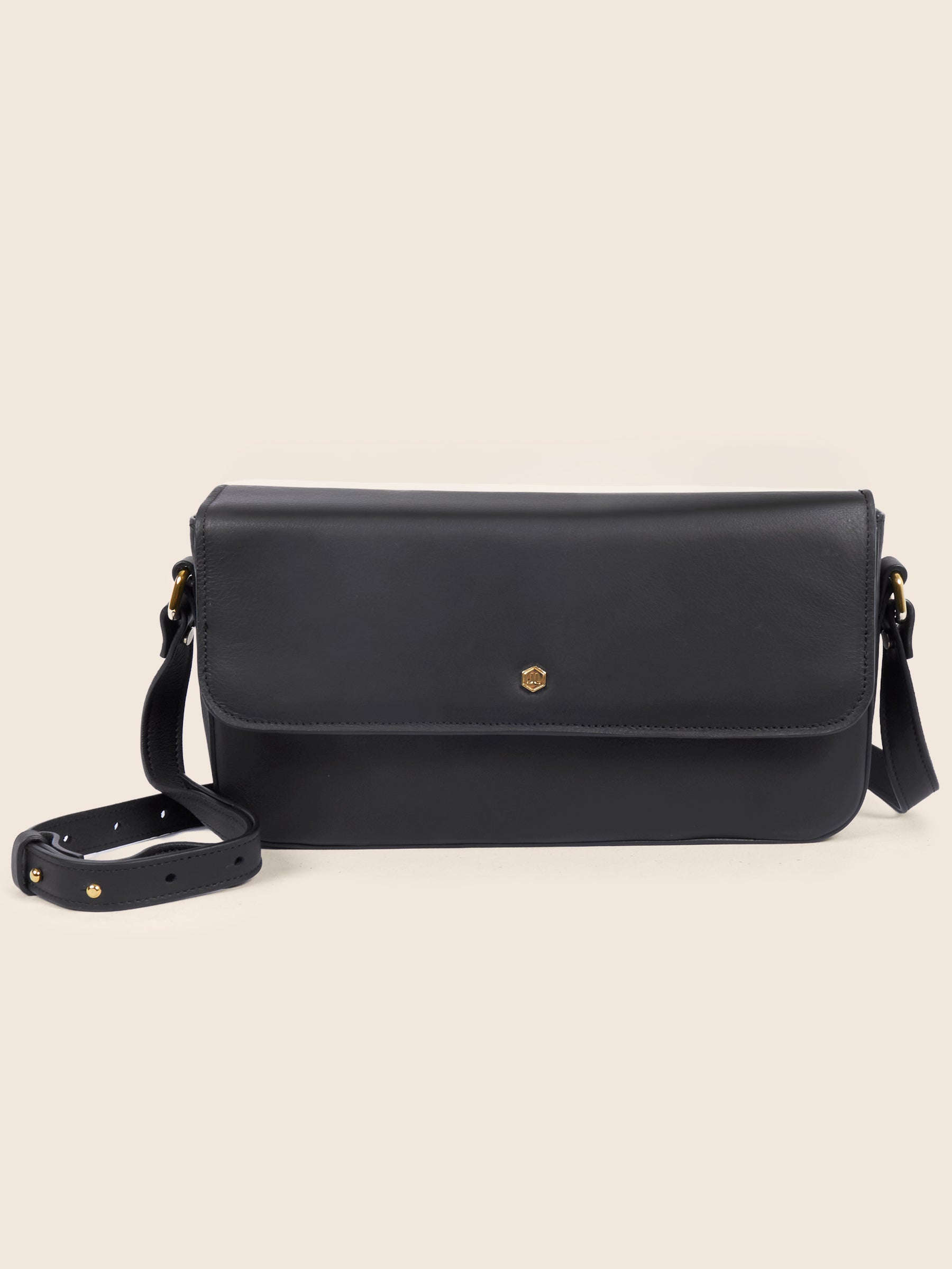 sac baguette cuir noir vue face jules jenn