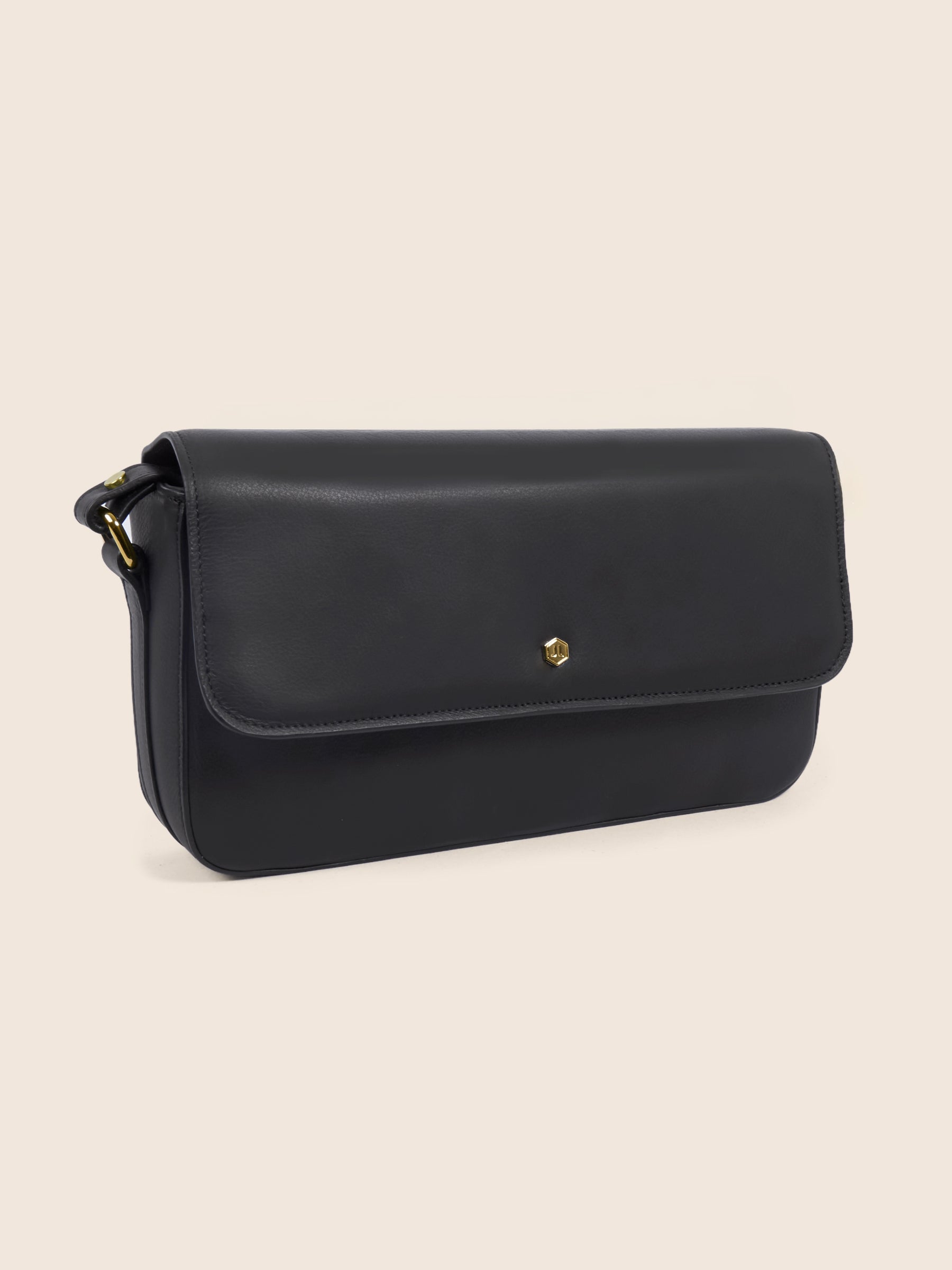 sac baguette cuir noir vue 3/4 jules jenn
