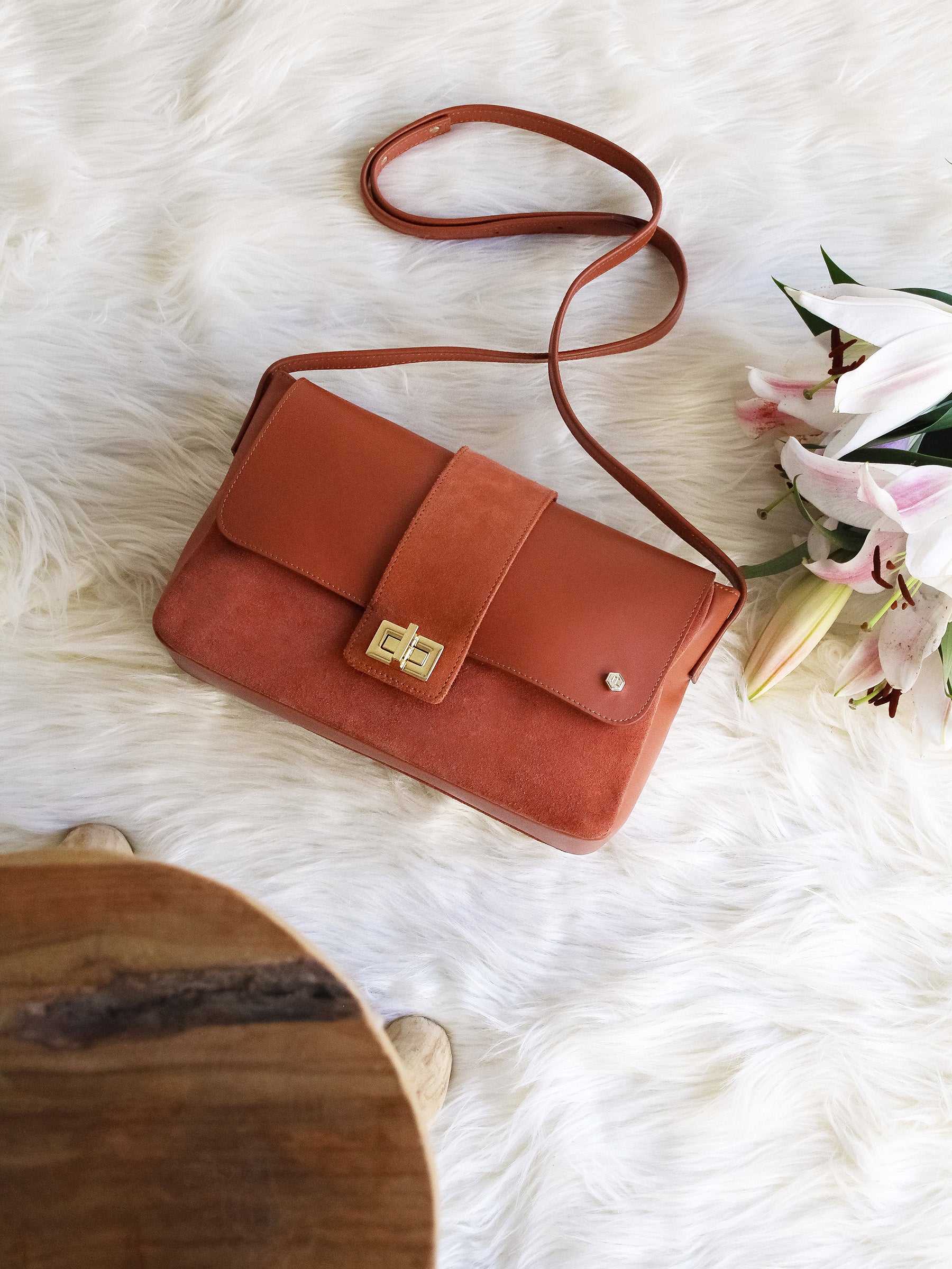 Sac bandoulière cuir brique