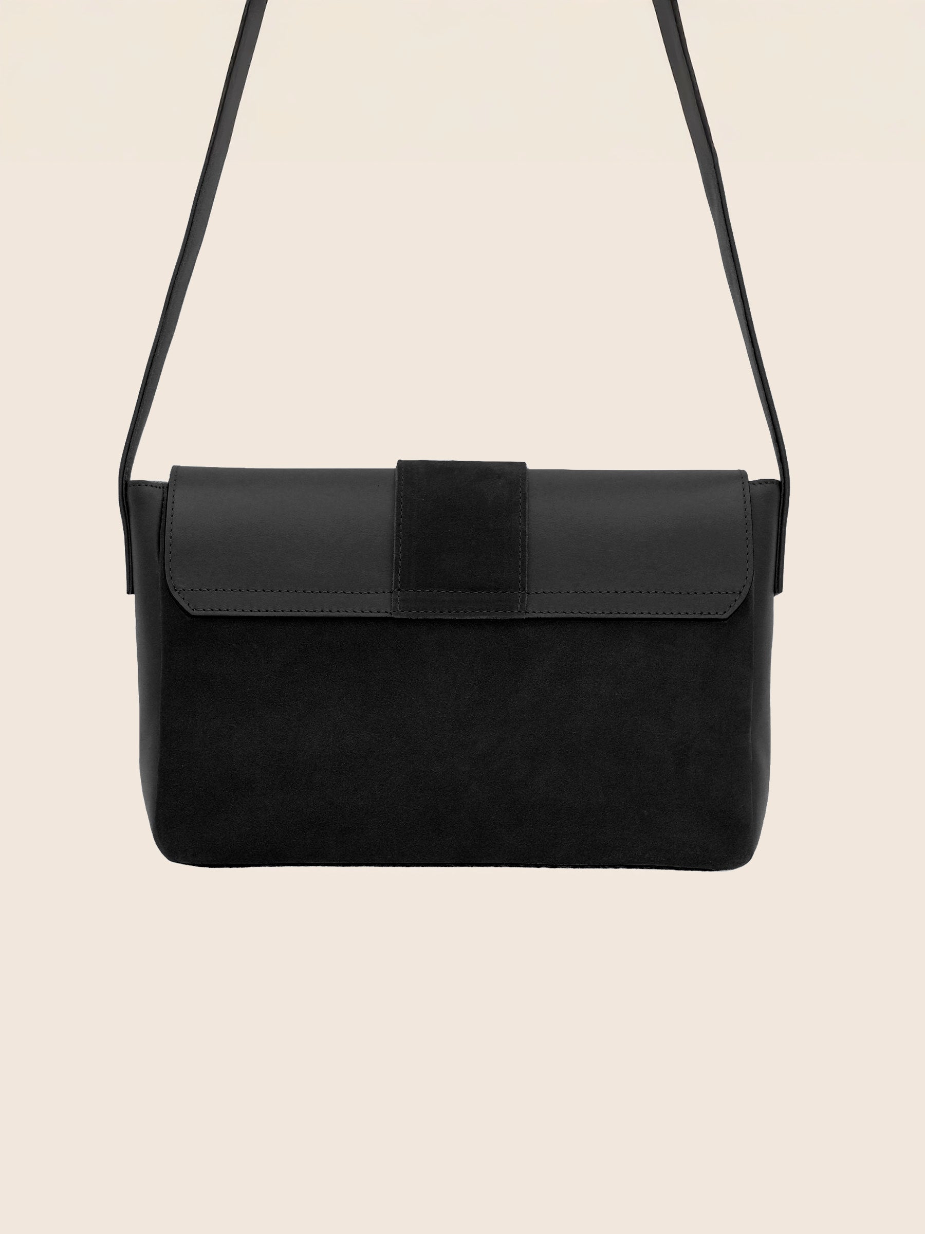 vue arrière sac bandoulière cuir noir jules & jenn