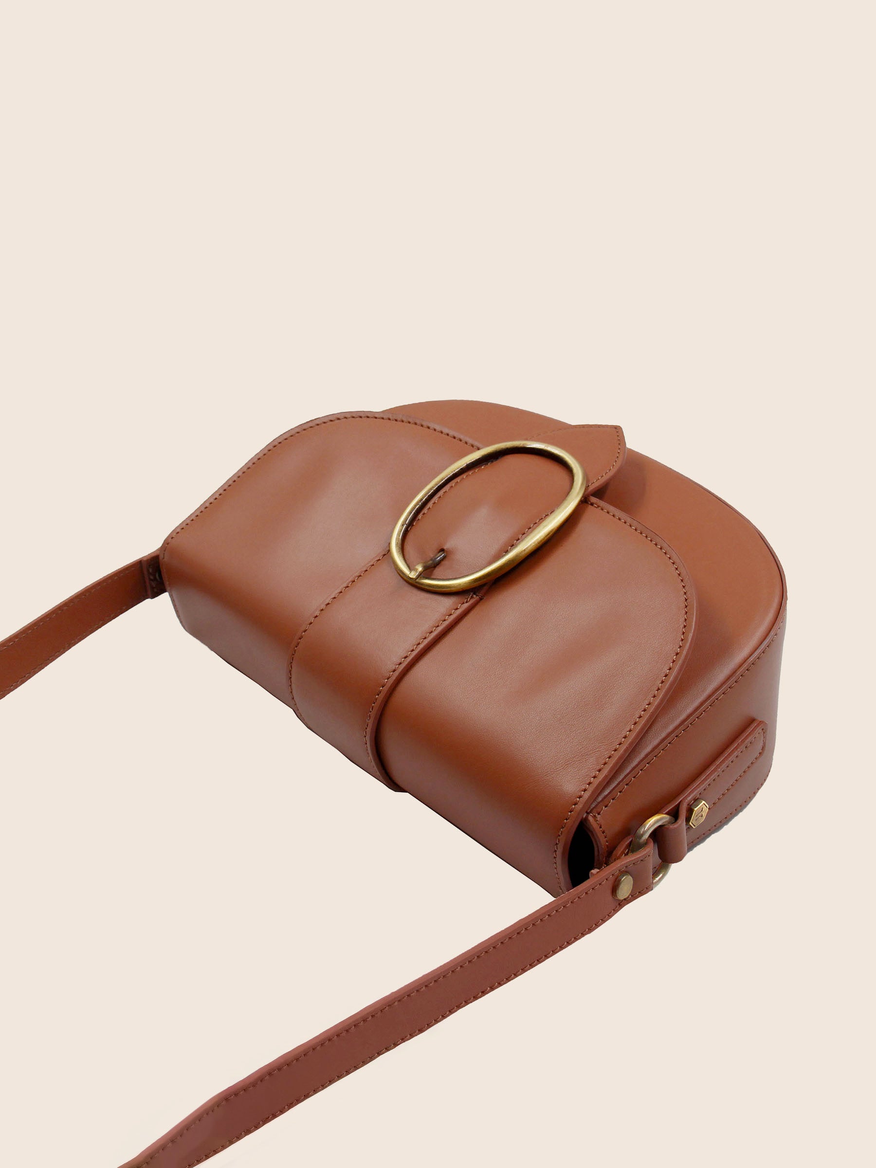 vue dessus sac boucle cuir brique jules & jenn