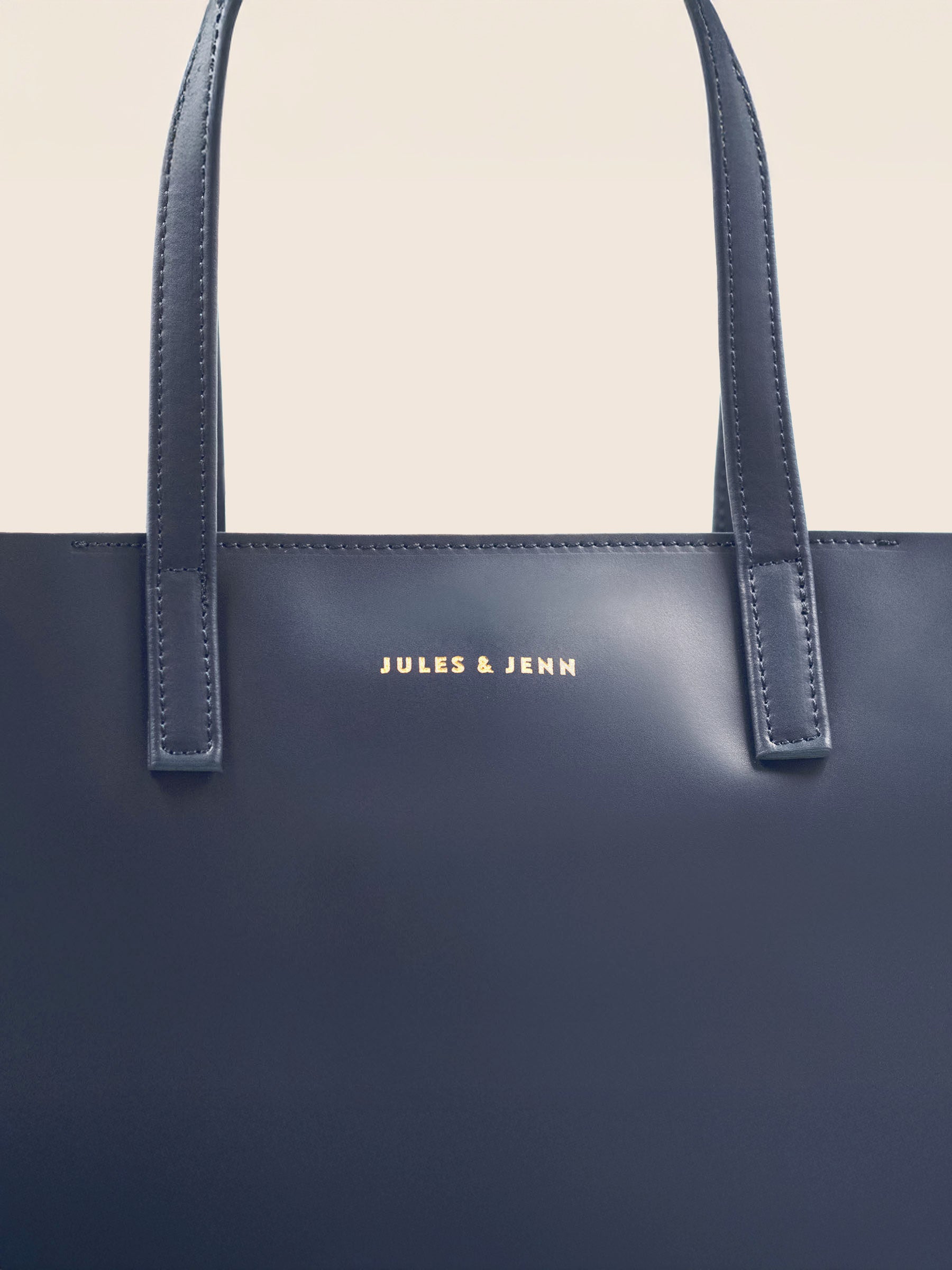 vue detail sac cabas cuir bleu jules & jenn