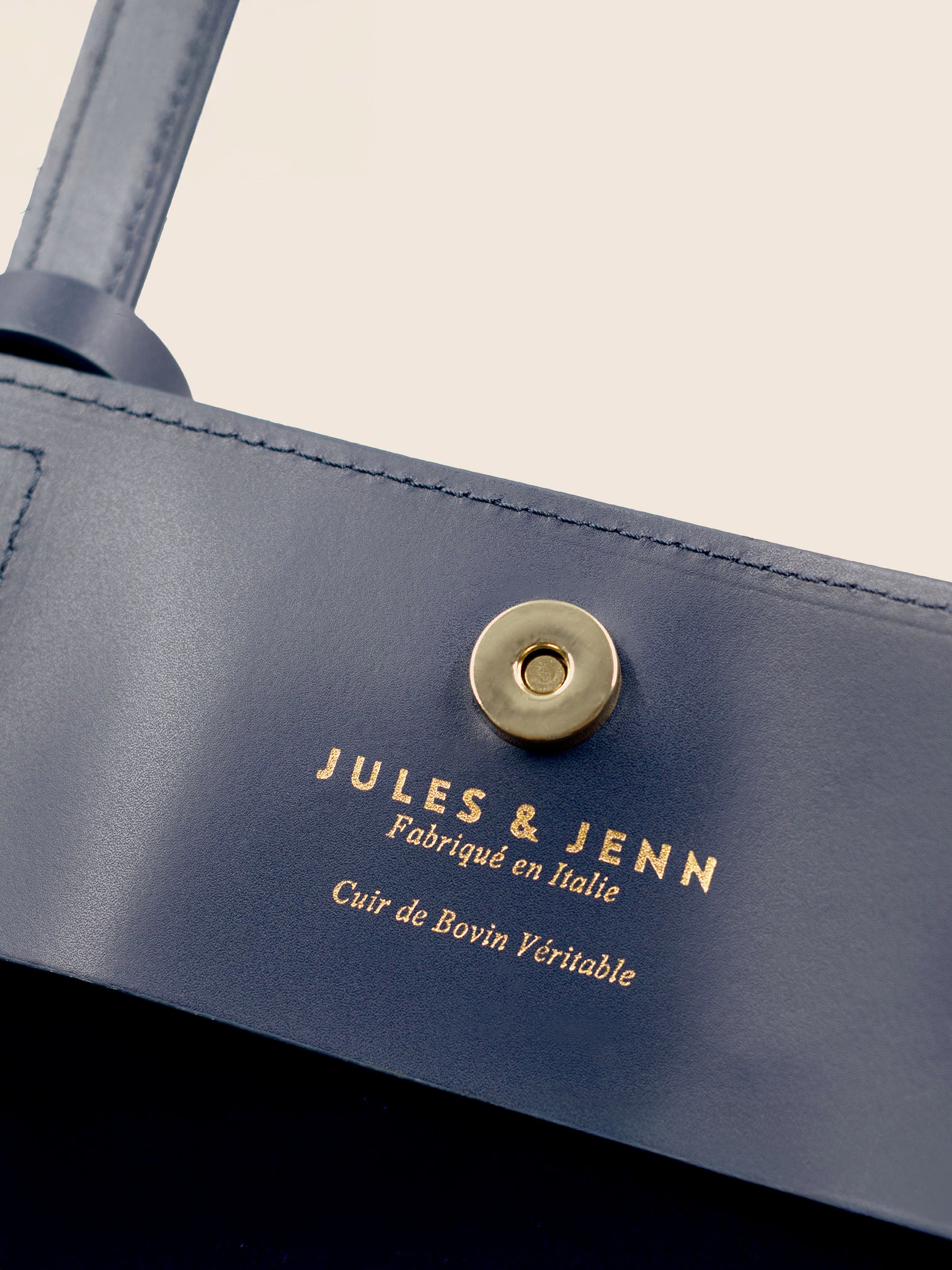 vue interieure sac cabas cuir bleu jules & jenn
