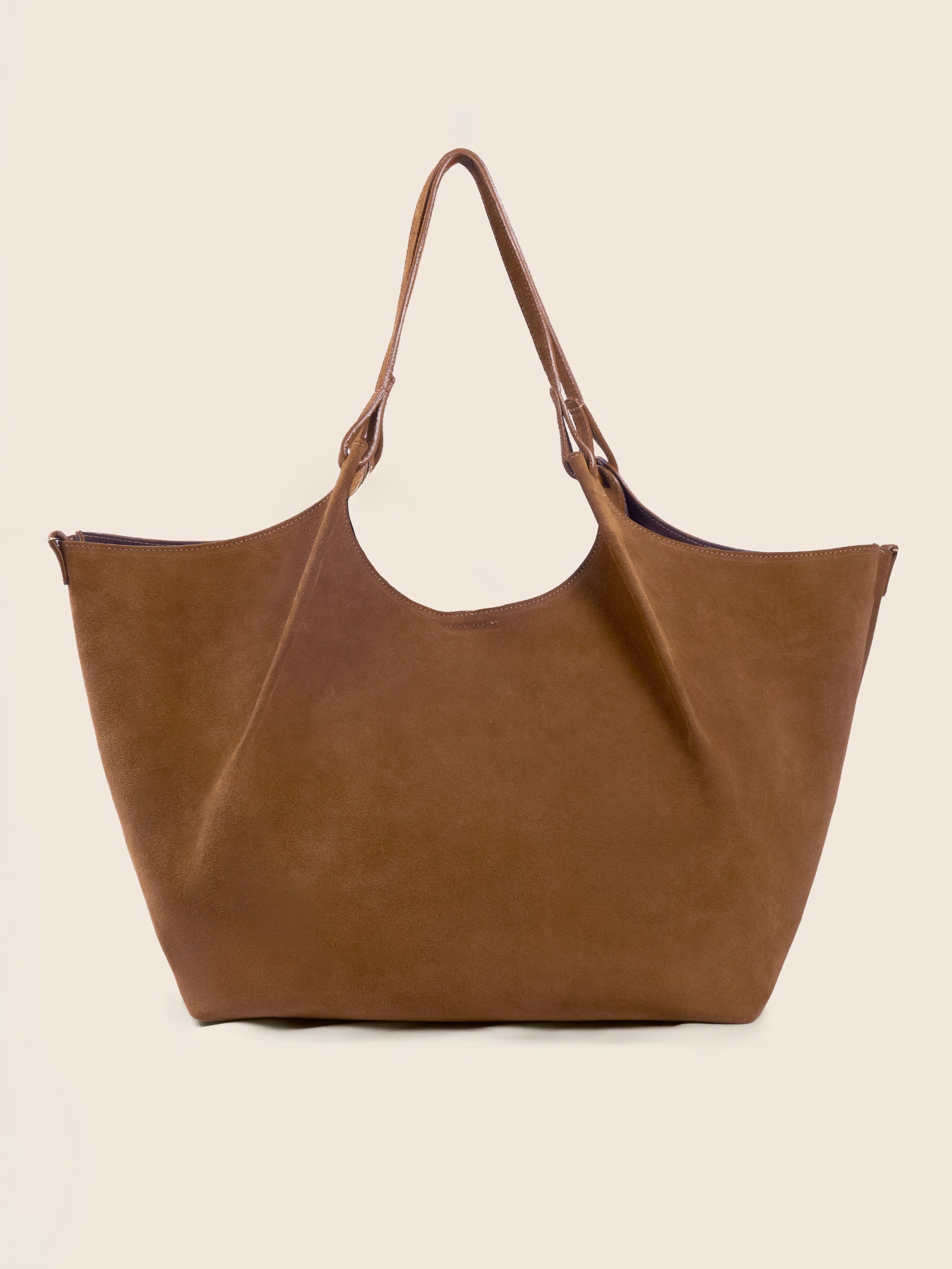 photo vue arrière sac cabas sybil cuir daim camel jules jenn