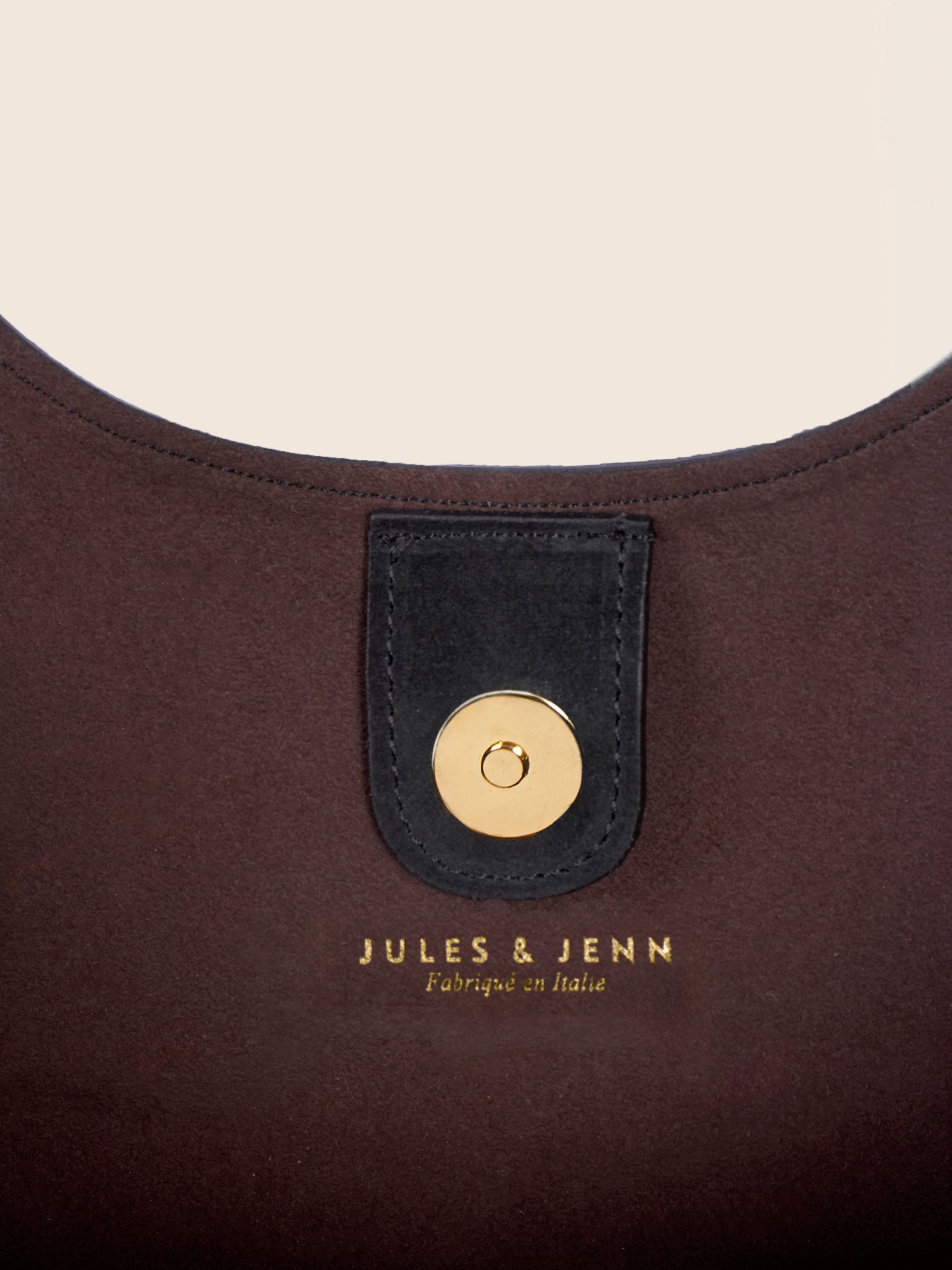 photo vue détail sac cabas sybil cuir daim noir jules jenn 2