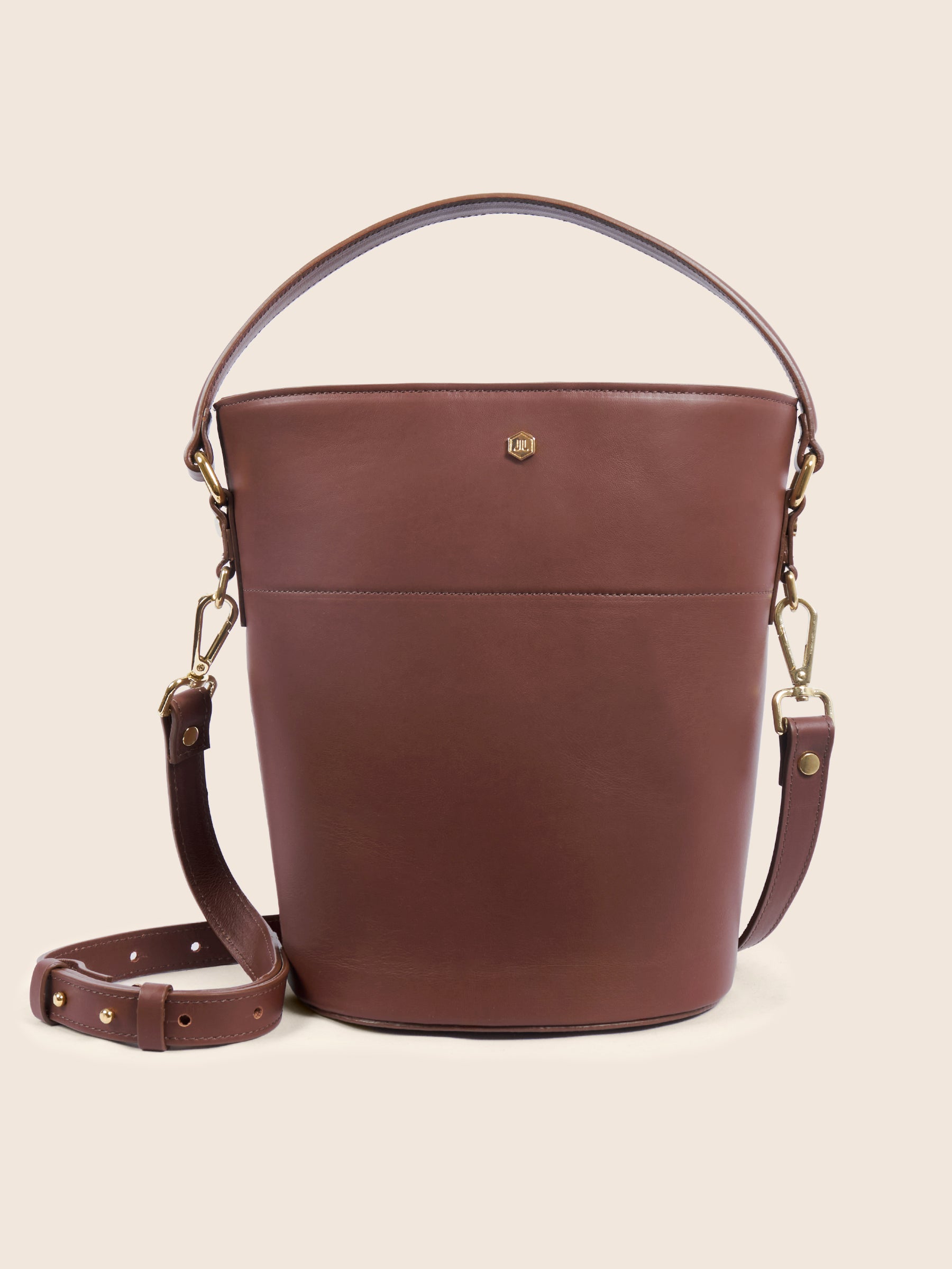 sac sceau cuir marron vue face jules jenn
