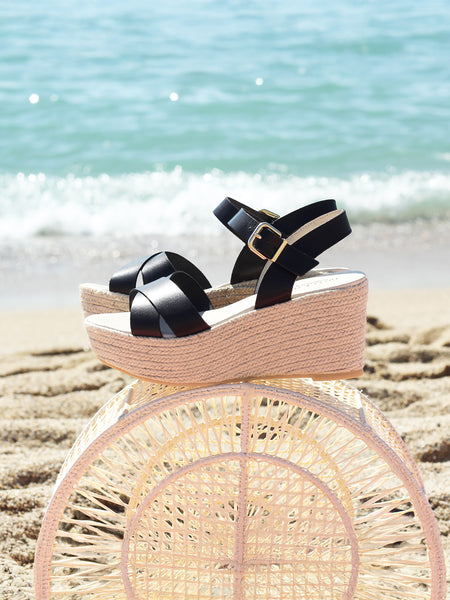 Sandales à Talons Compensés BP Nordstrom Noires Vernies - Taille 7 - Occasion