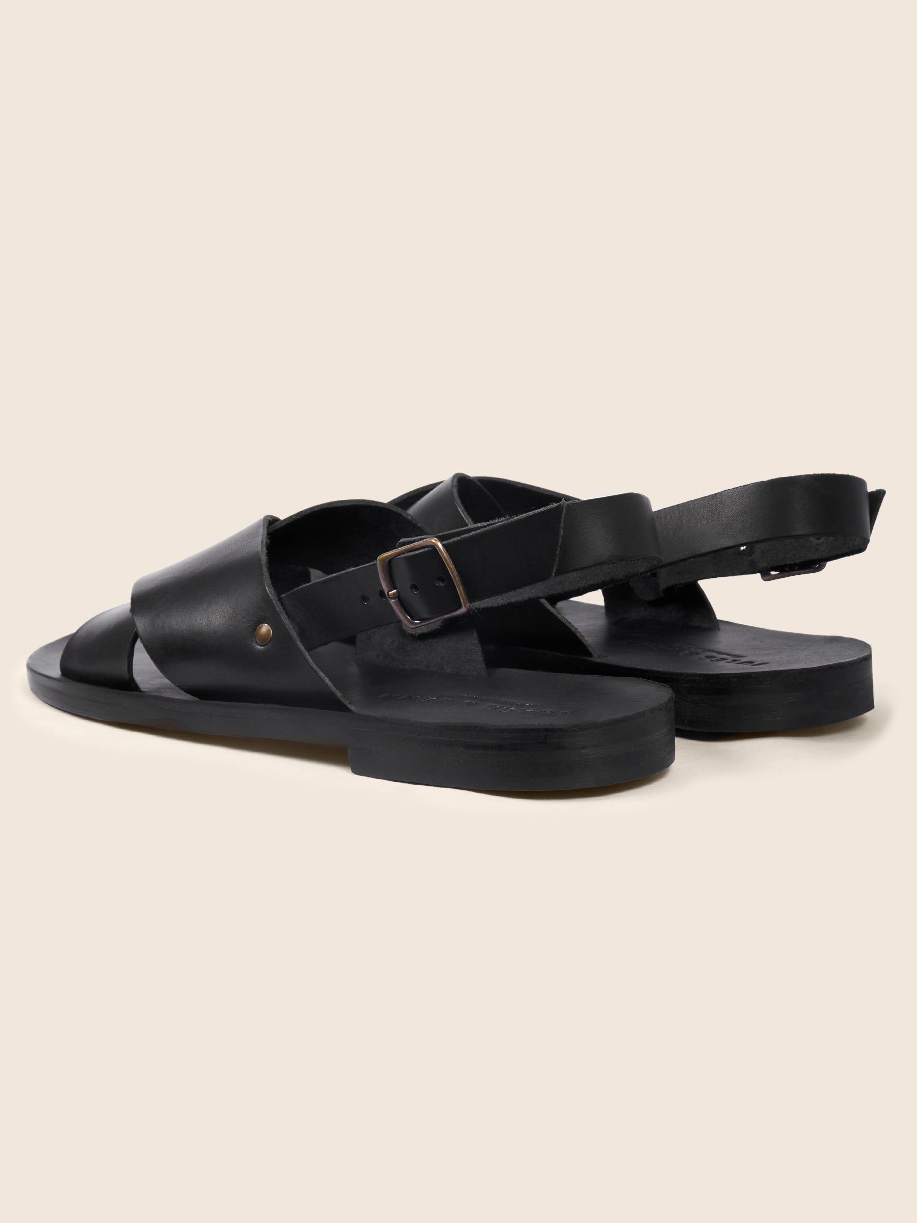 sandales homme double brides vue arriere cuir noir  jules jenn