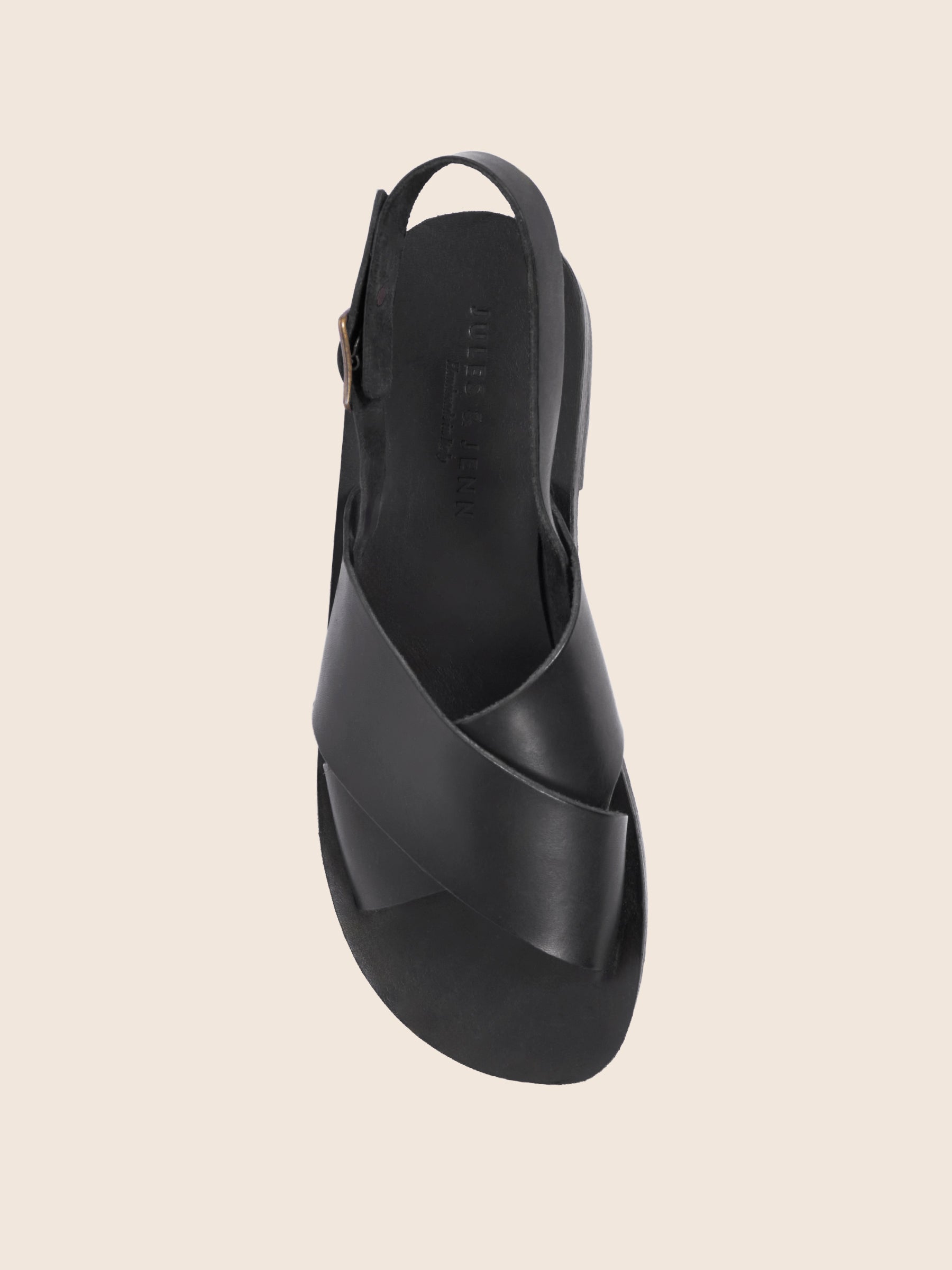 sandales homme double brides vue dessus cuir noir  jules jenn