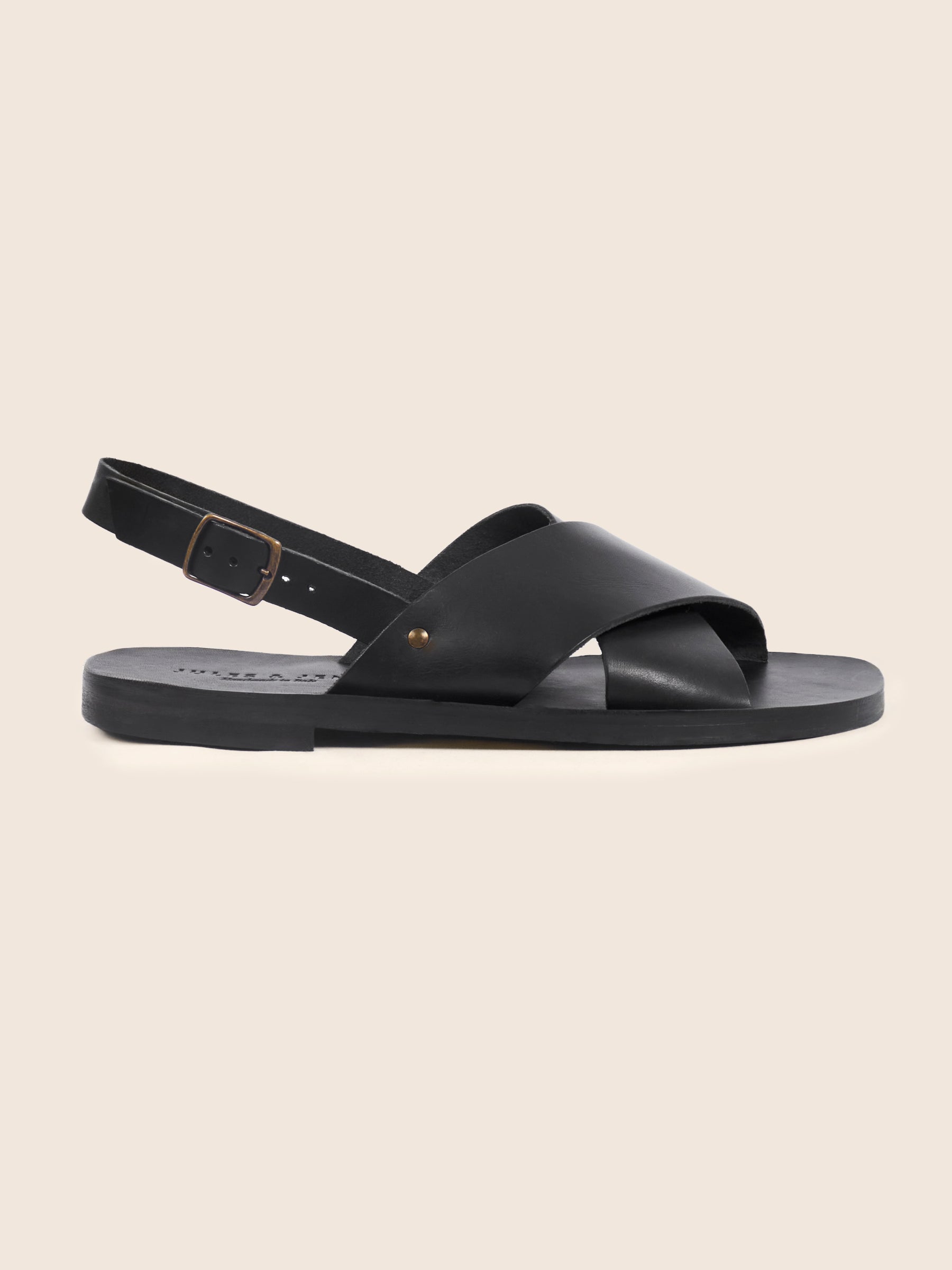 sandales homme double brides vue profil cuir noir  jules jenn
