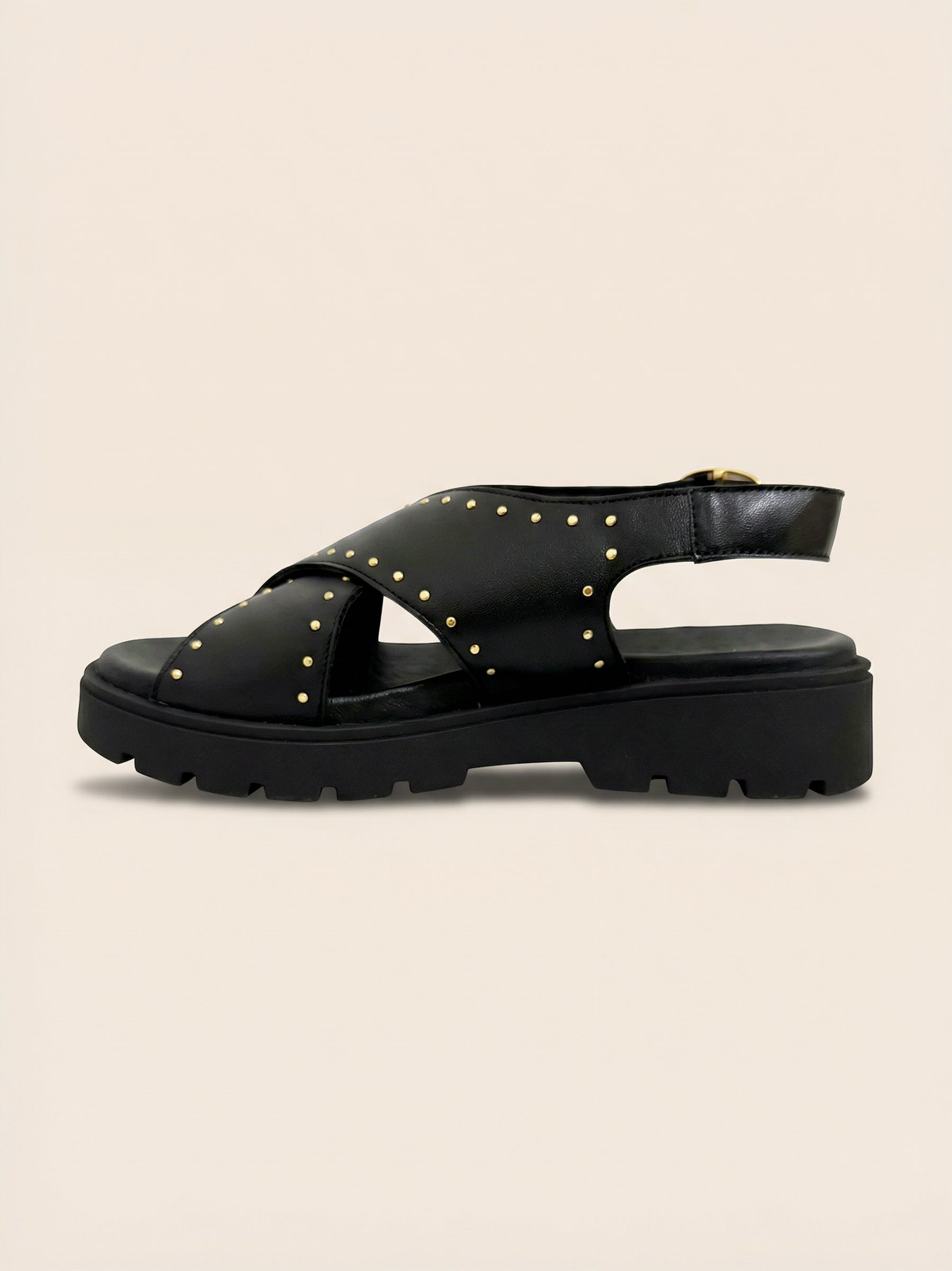 photo vue intérieure sandales gomme cuir noir jules & jenn