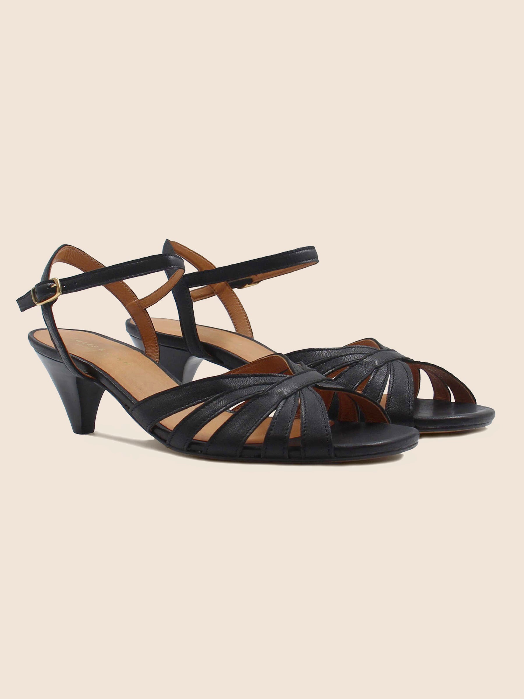 sandales moyen talon brides cuir noir jules & jenn
