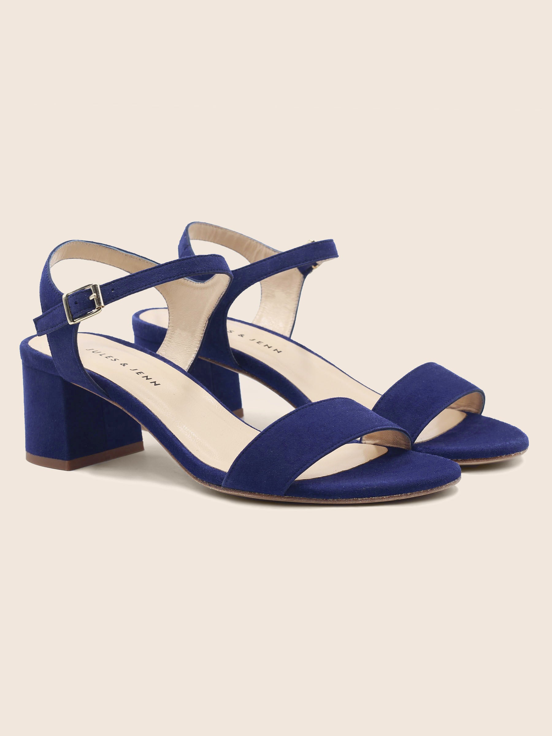sandales moyen talon cuir daim bleu jules & jenn