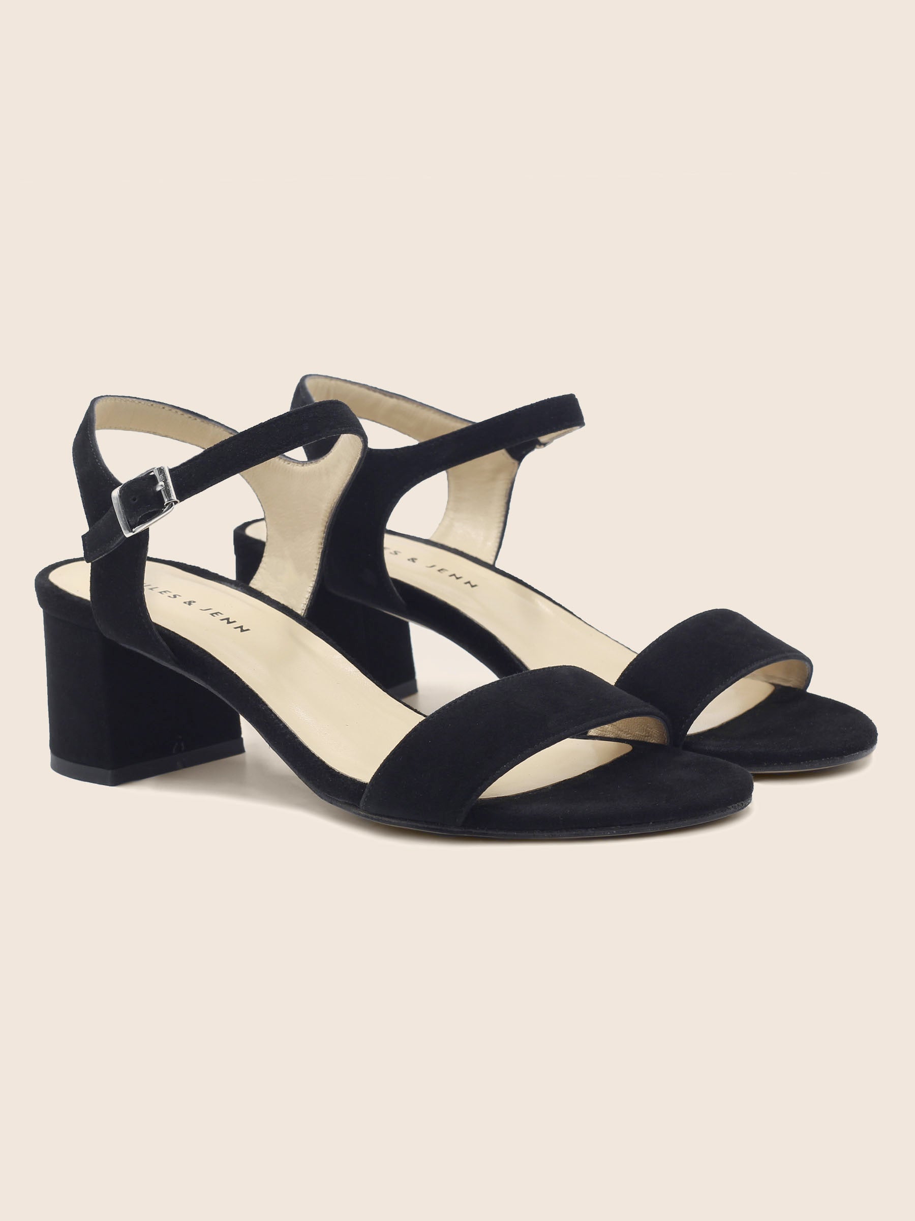 sandales moyen talon cuir daim noir jules & jenn