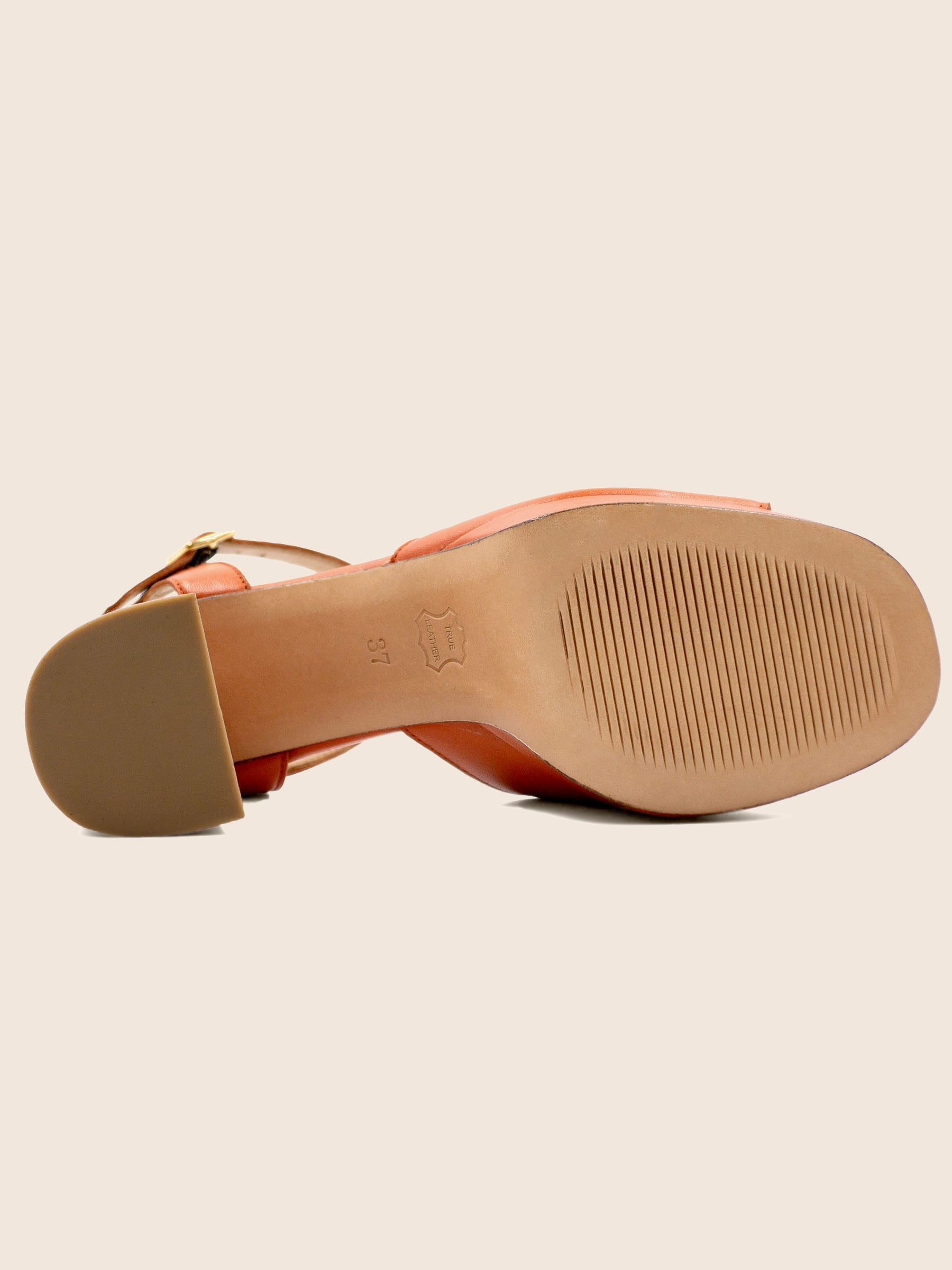 vue dessous sandales plateforme cuir orange jules & jenn