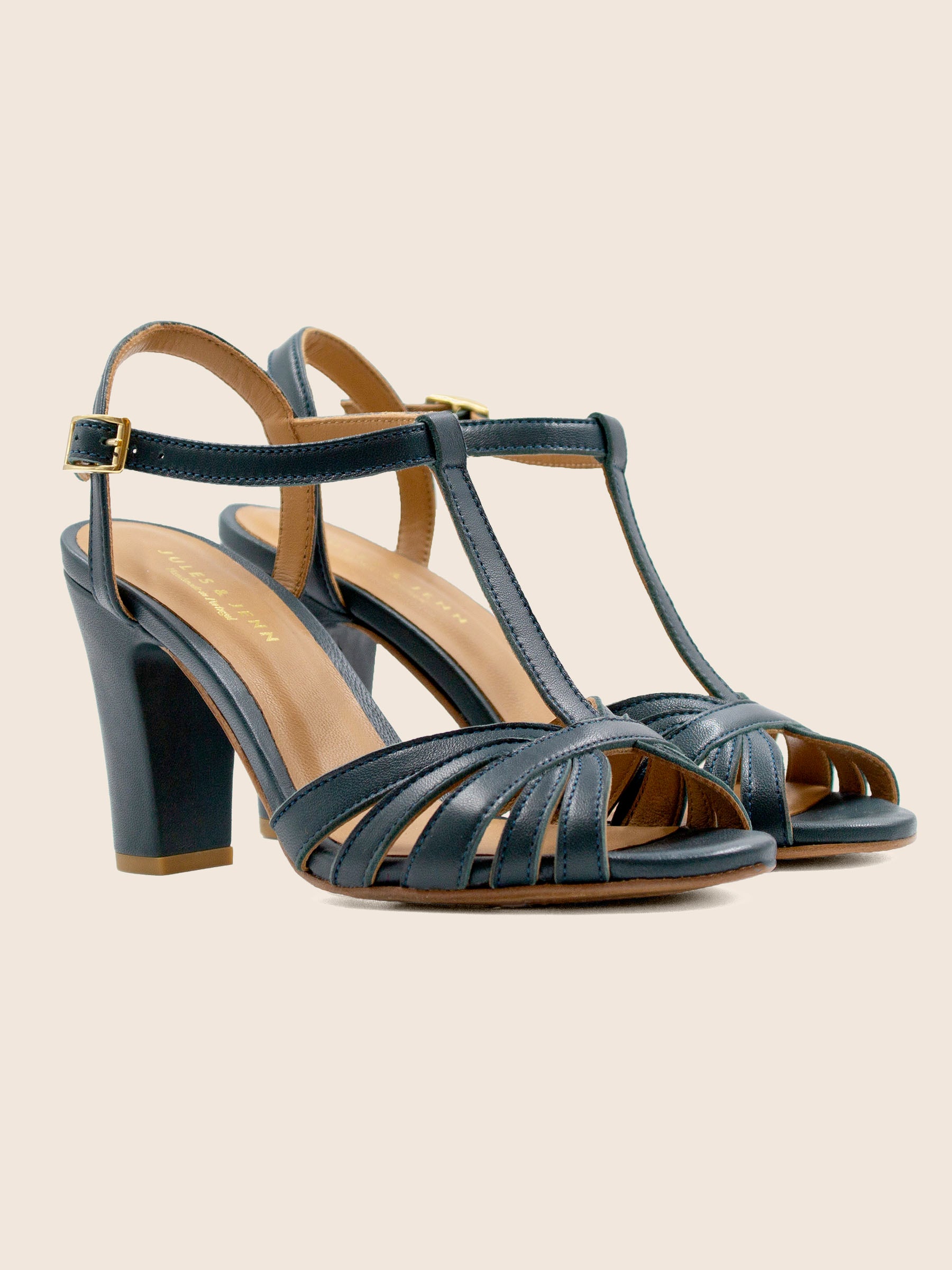 sandales talon brides cuir vert jules jenn