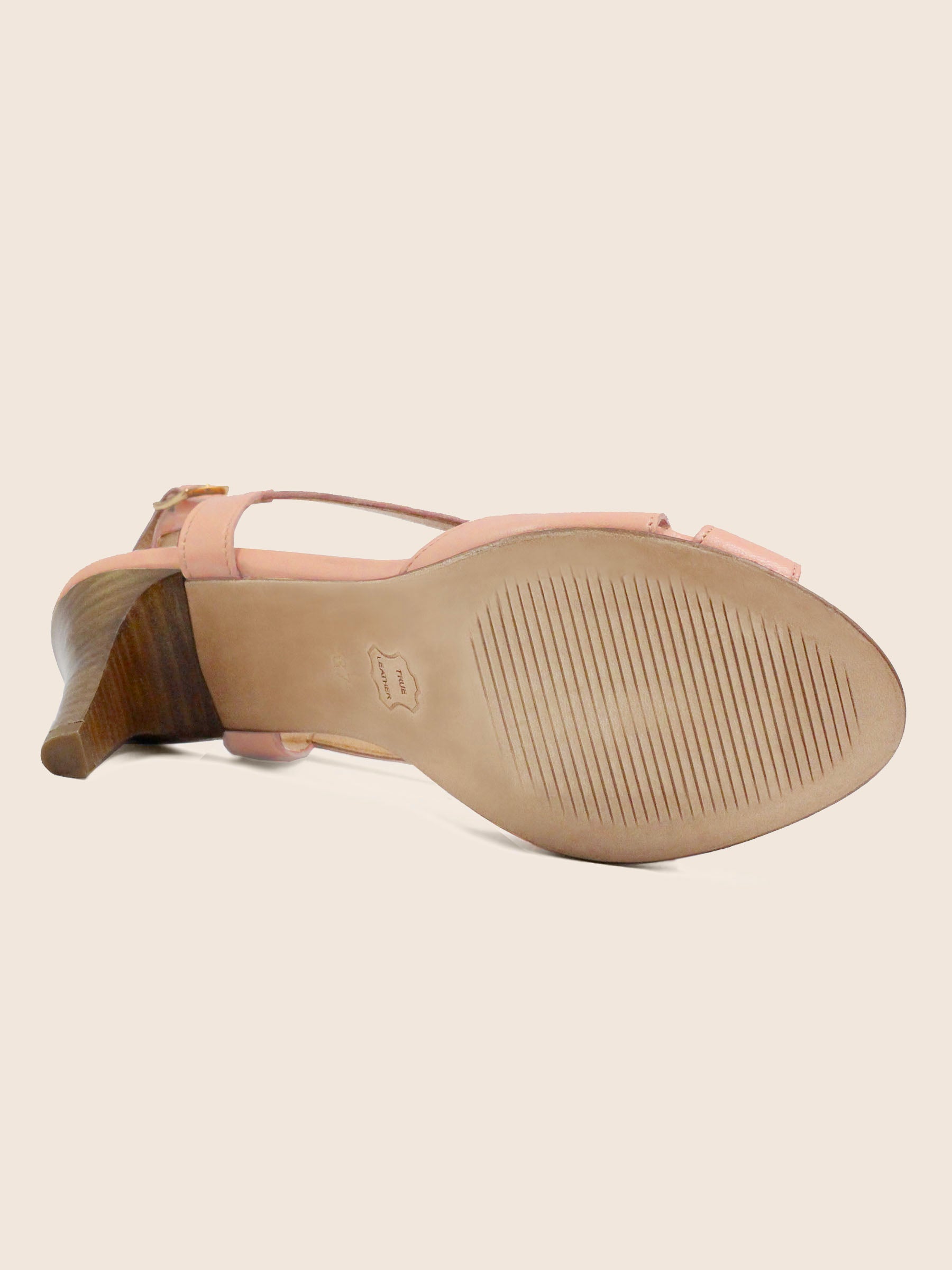 vue dessous sandales talon vintage cuir rose jules & jenn