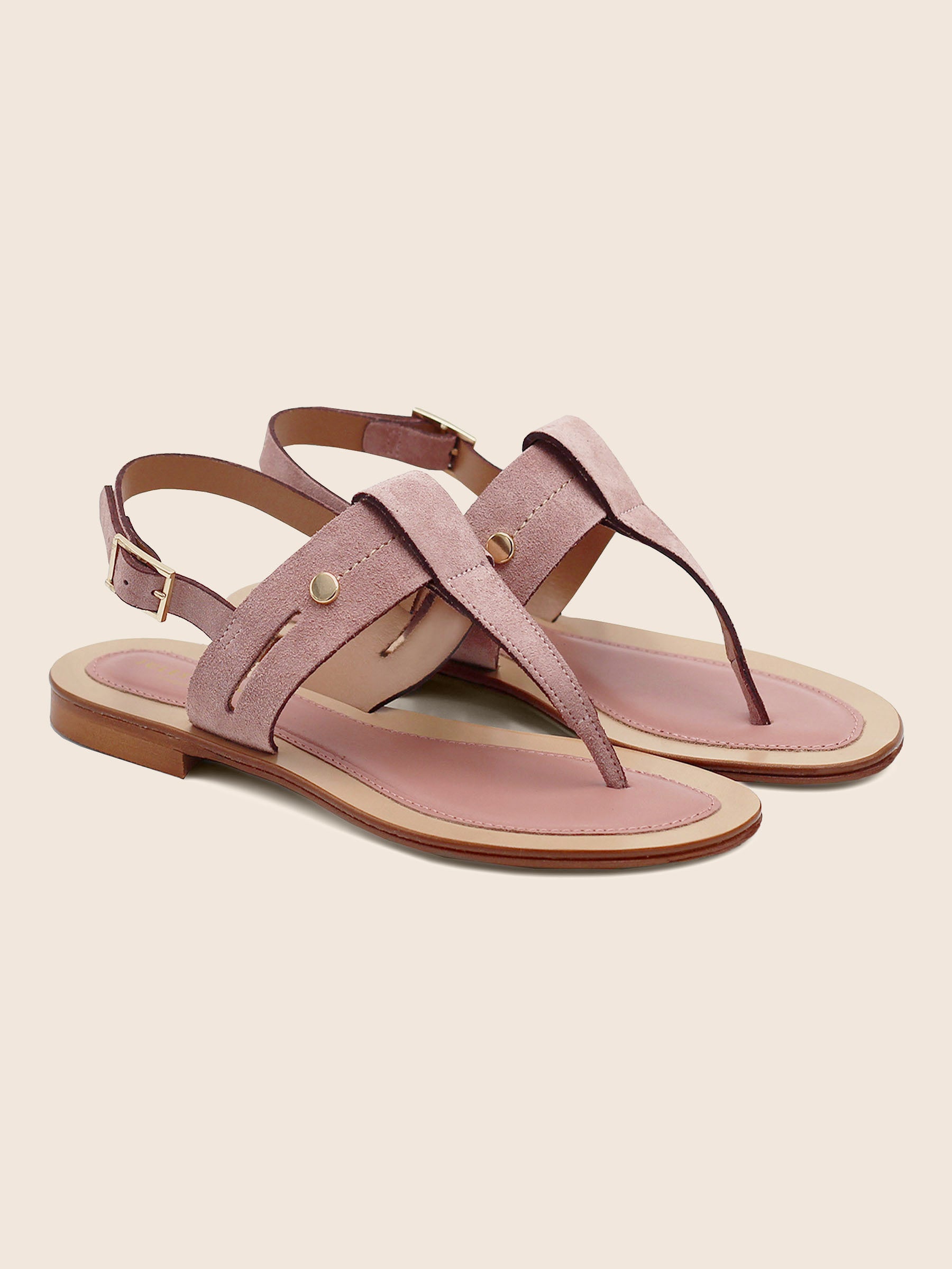 sandales tropeziennes cuir daim rose jules & jenn