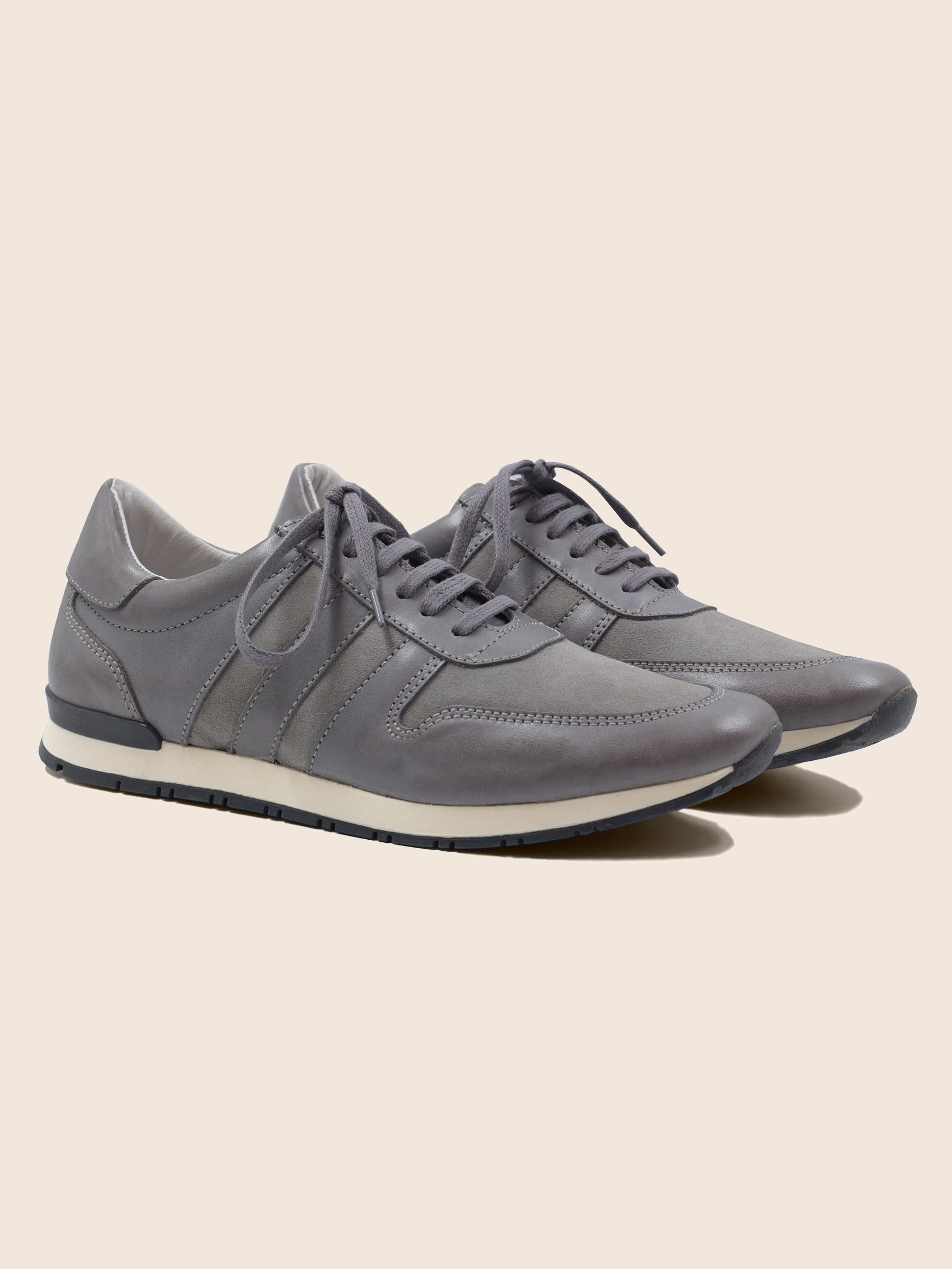 sneakers cuir daim gris jules & jenn