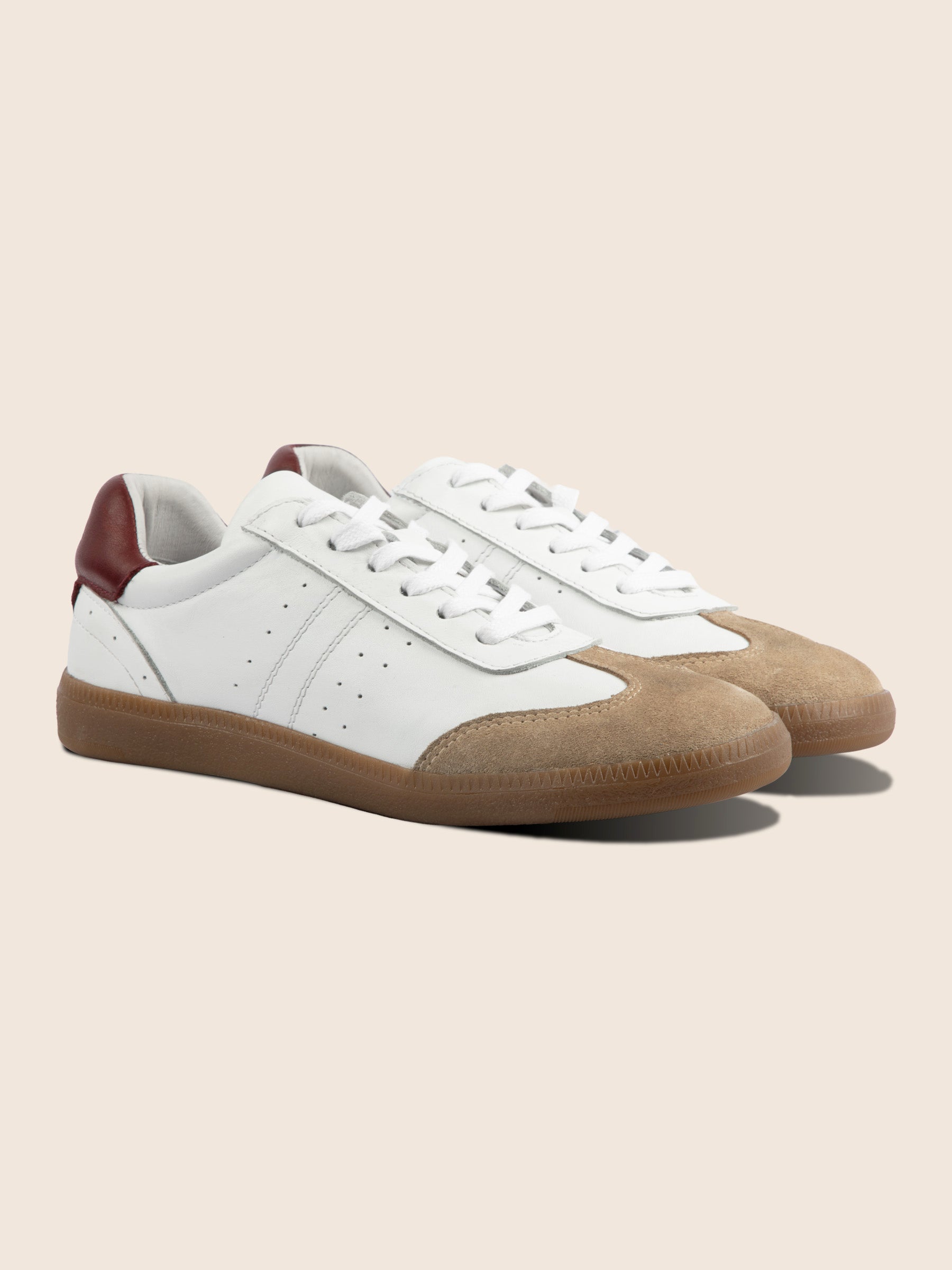 tennis lacet cuir blanc et camel jules jenn
