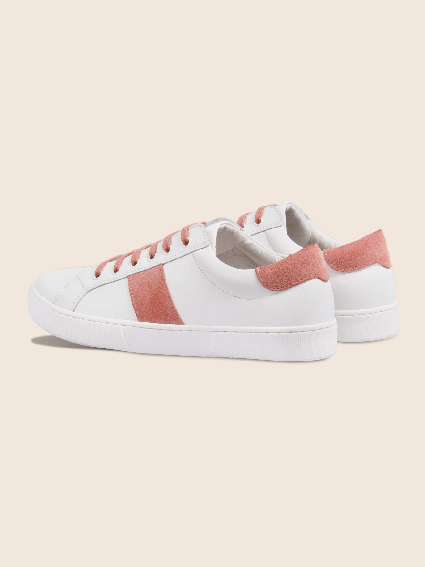 vue arrière tennis victoire lacet cuir blanc et rose jules & jenn