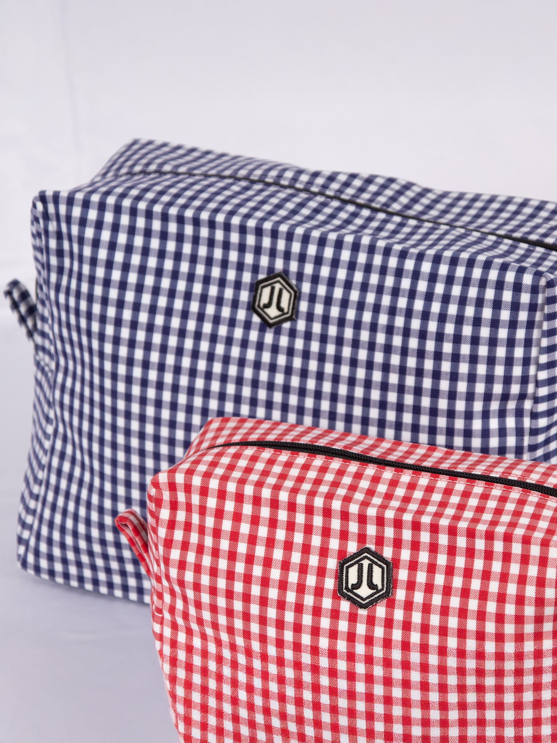 vue posée trousse grand modele toile recyclee blanc bleu jules & jenn
