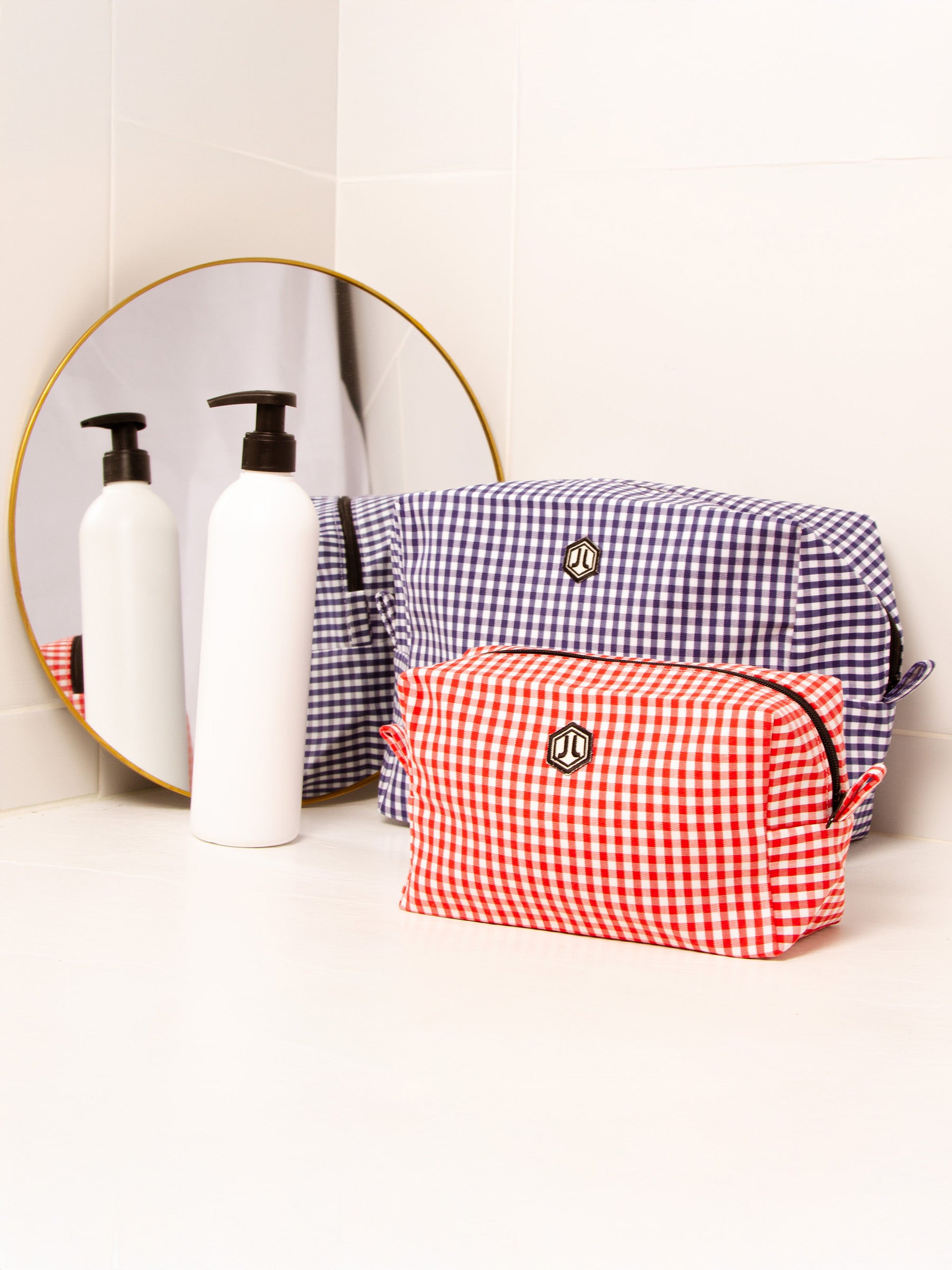 vue posée trousse grand modele toile recyclee blanc bleu jules & jenn