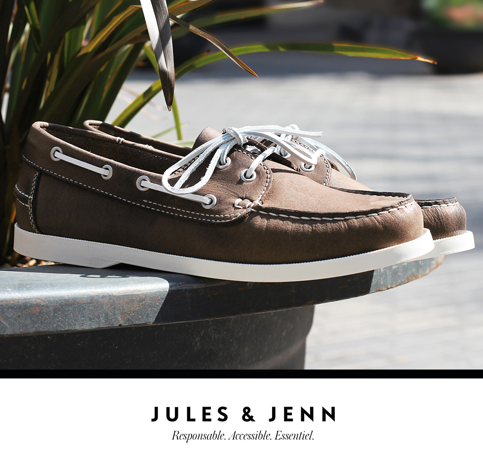 Chaussures bateau crampons cuir marron • JULES & JENN