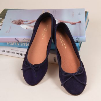 vue situation 2 ballerines classiques cuir daim bleu jules & jenn