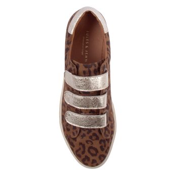 vue dessus baskets scratch cuir daim leopard jules & jenn